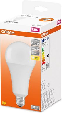 Osram LED-Leuchtmittel LED Star Classic A200, matte Lampe Birnenform E27 Glühbirne 2700K, E27, Warmweiss, 3452 Lumen,Energieeffizient,IP20,Innenbereich,200W