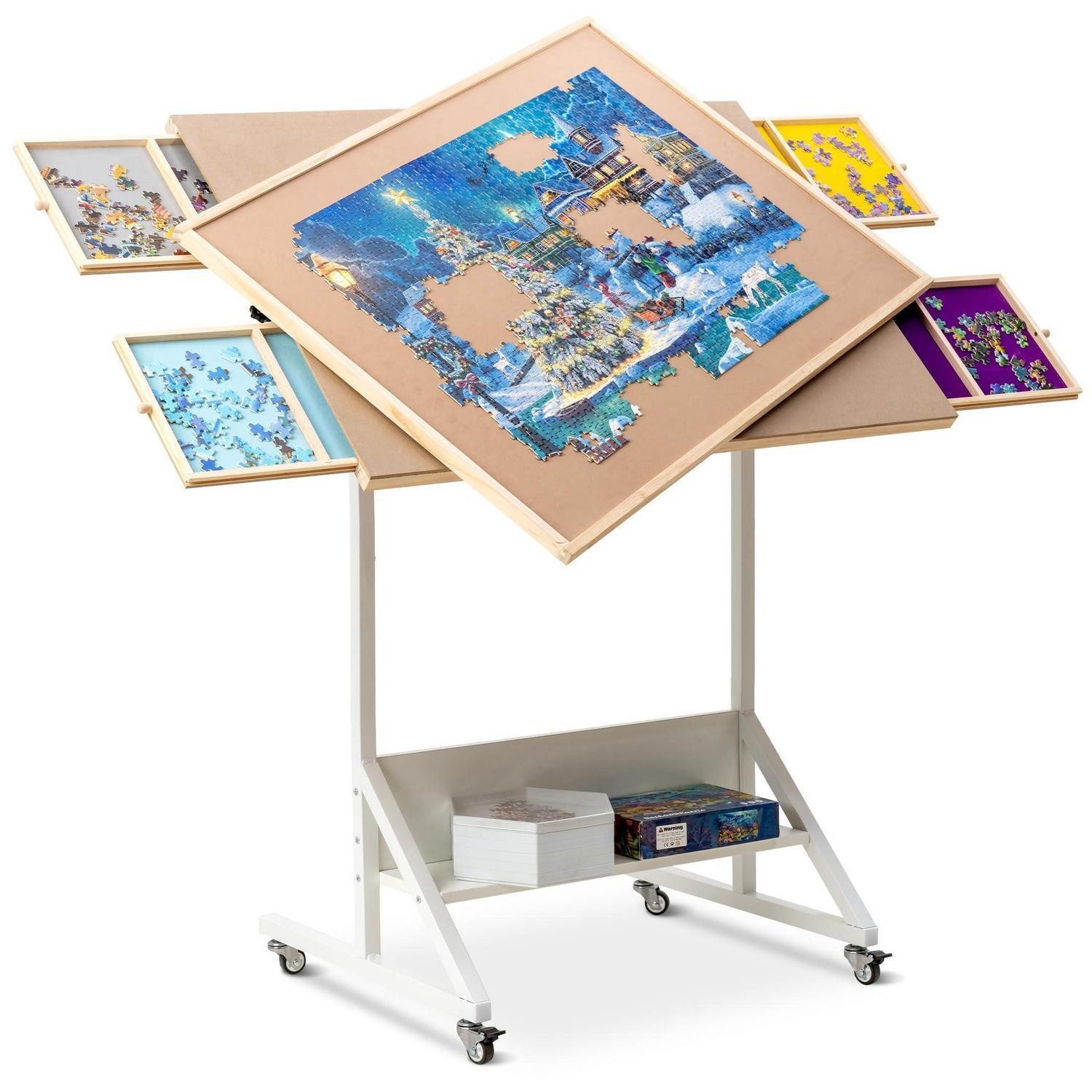 LuxusKollektion Puzzlematte Puzzletisch Kippbar Drehbar mit Schubladen für 1500 Teile