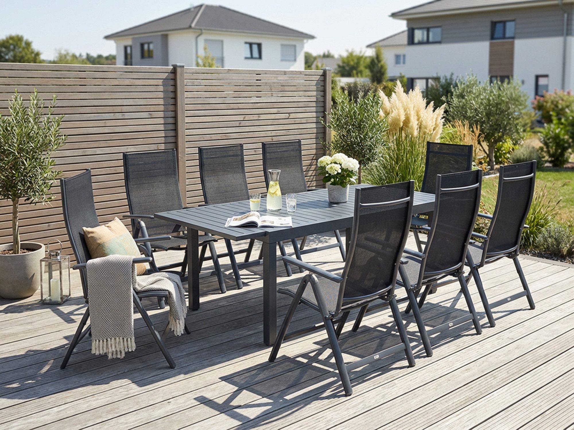 KONIFERA Garten-Essgruppe Palermo, (Set, 9-tlg., 8x Sessel, 1x AZ-Tisch 160 günstig online kaufen