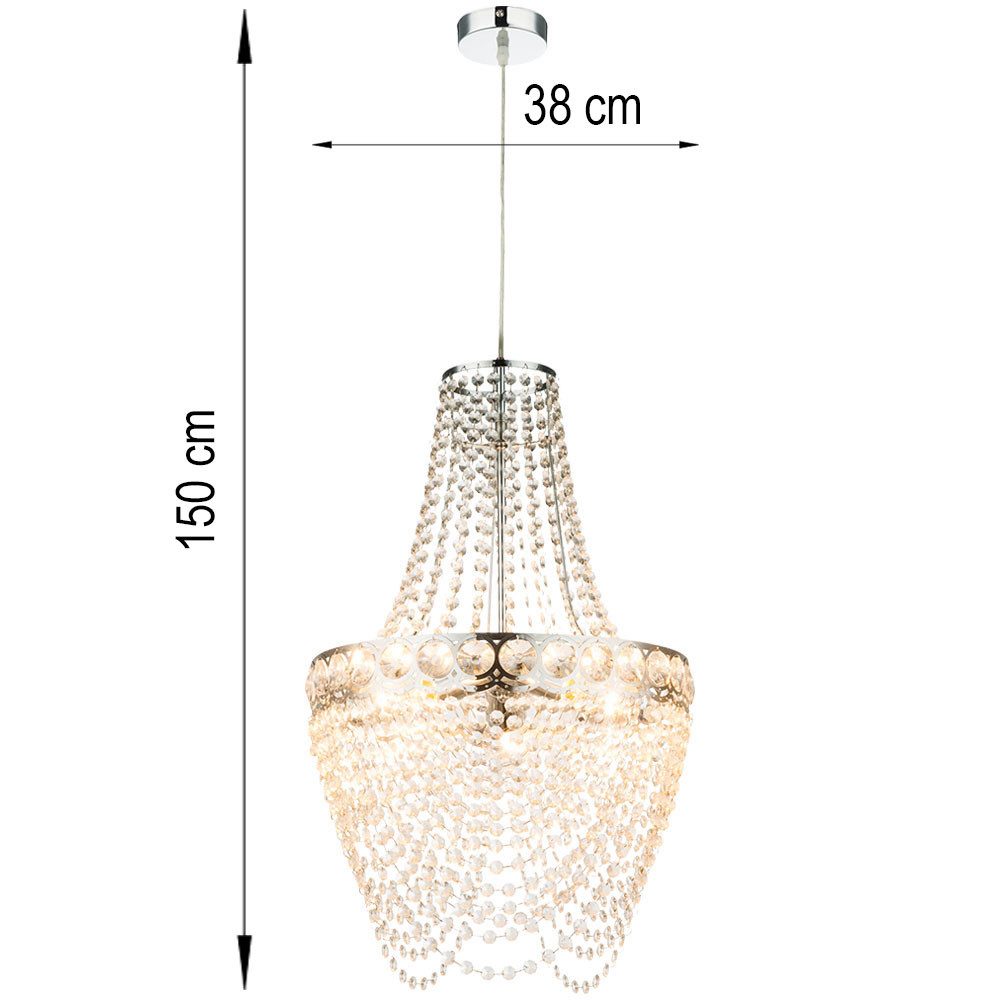 GLOBO LIGHTING Kronleuchter, Leuchtmittel nicht inklusive, Kristallleuchter hängend Wohnzimmer Hängelampe Modern