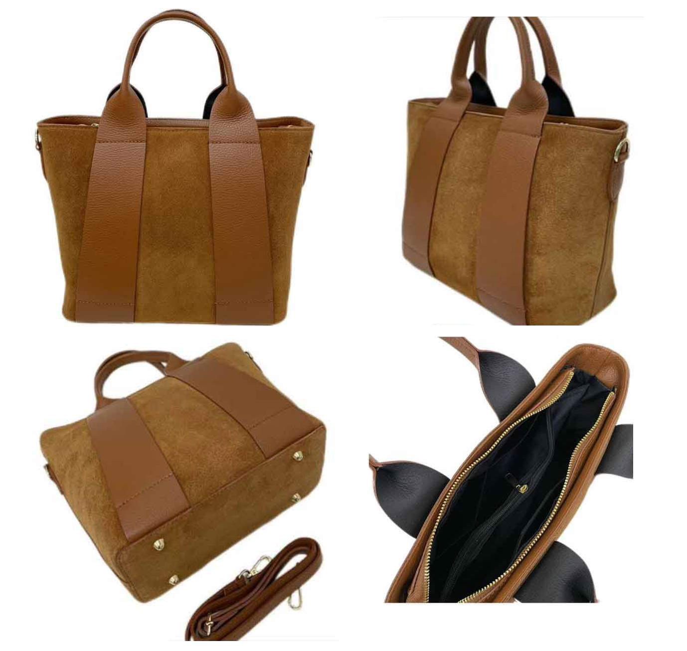 ITALYSHOP24 Schultertasche Made in Italy Damen Wildleder Tasche Shopper Han günstig online kaufen