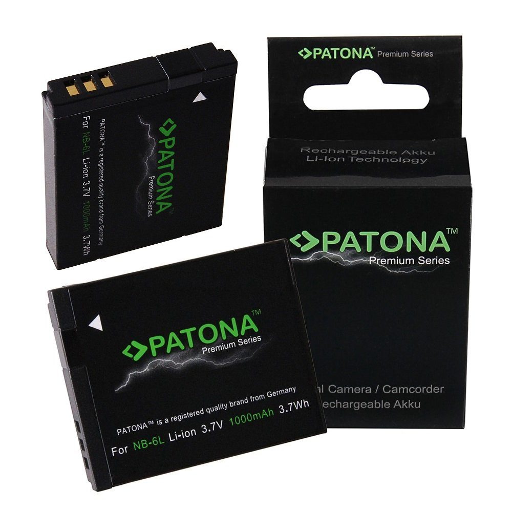 Patona 2x Premium Akku für Canon NB-6L Kamera-Akku Ersatzakku Kameraakku 1000 mAh (3,7 V, 2 St), NB6L Ixus 85 IXY DIGITAL 25 PowerShot SD770 IS