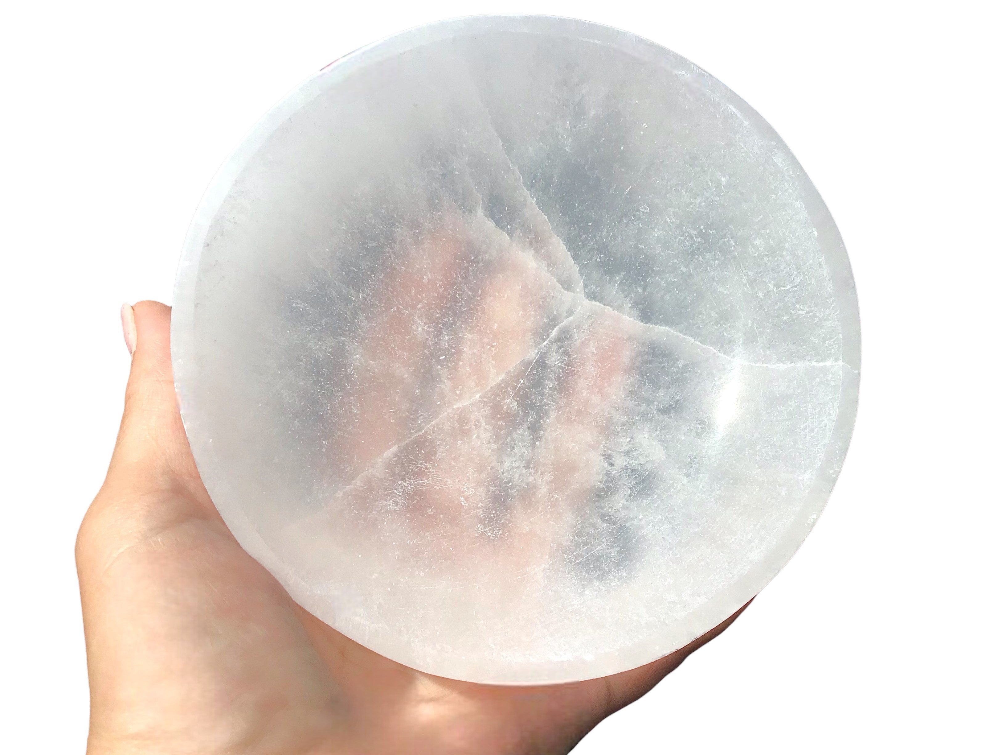 Steinfixx® Dekoschale Selenit Schale Bowl Ø 10cm- ca. 300gr. - Schmuckschale (Marokko, 1 St., Kristall Schale Deko), AAA-Qualität – Bild 4 von 5