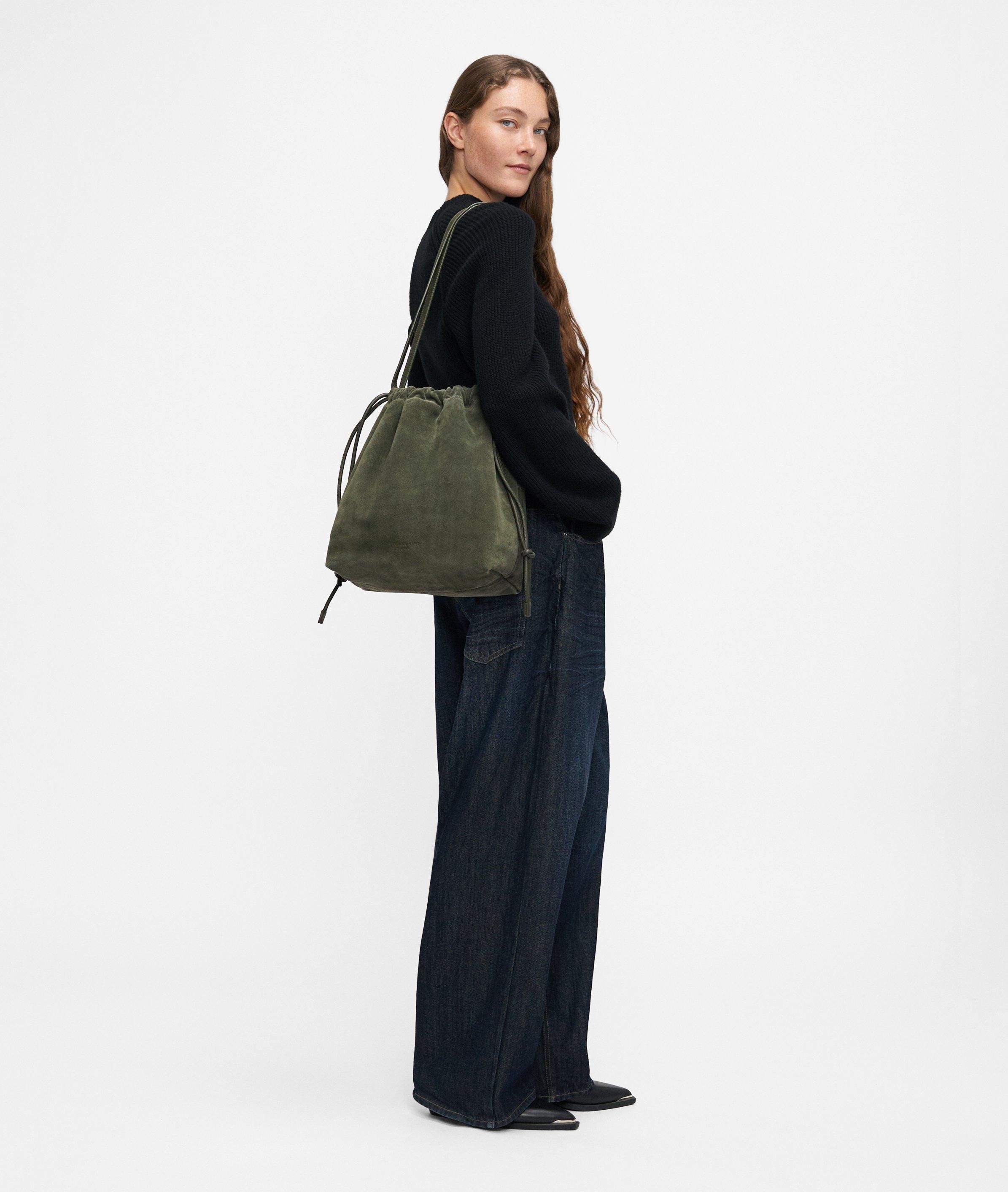 Liebeskind Berlin Schultertasche Lya Hobo M, Geräumige Beuteltasche aus weichem Veloursleder