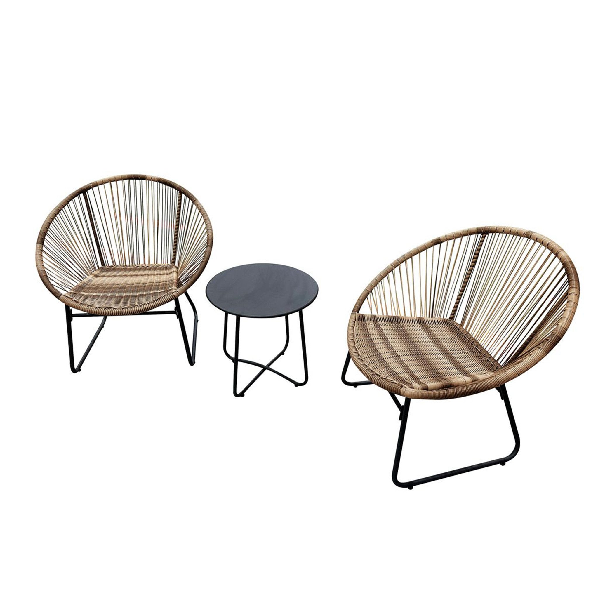 Happy Home Beistelltisch Multifunktionales 3-tlg. Rattan-Gartenset - Wetterfest & stilvoll