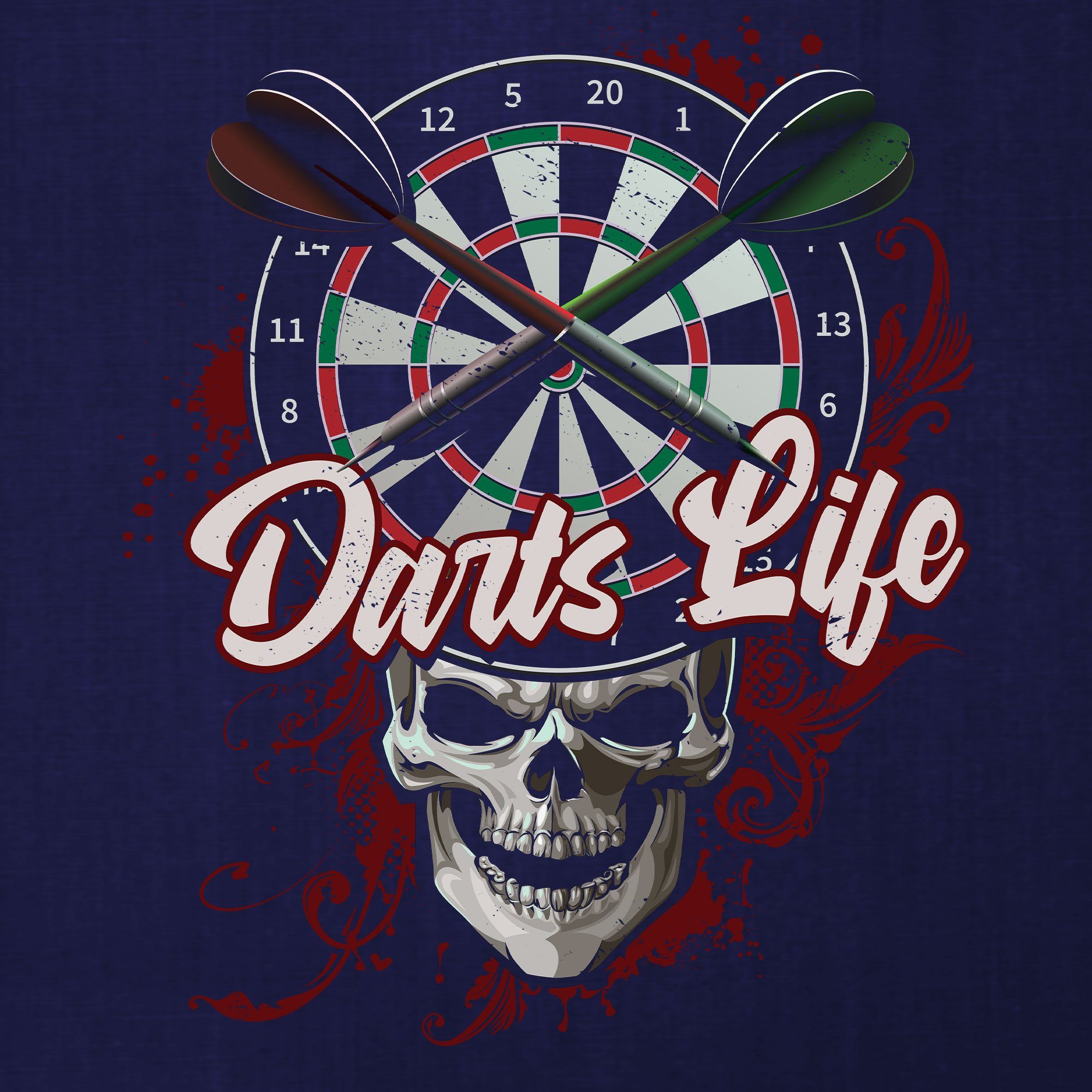 Quattro Formatee Kurzarmshirt Darts T-Shirt Navy Herren - Dartspieler Dartscheibe (1-tlg) Life Dartpfeil Blau Dart