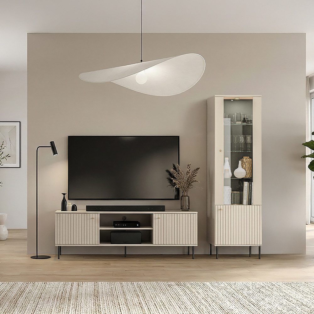 Lomadox Wohnzimmer-Set SALOU-131, (Mega-Spar-Set, 2-St., Vitrine Lowboard), günstig online kaufen