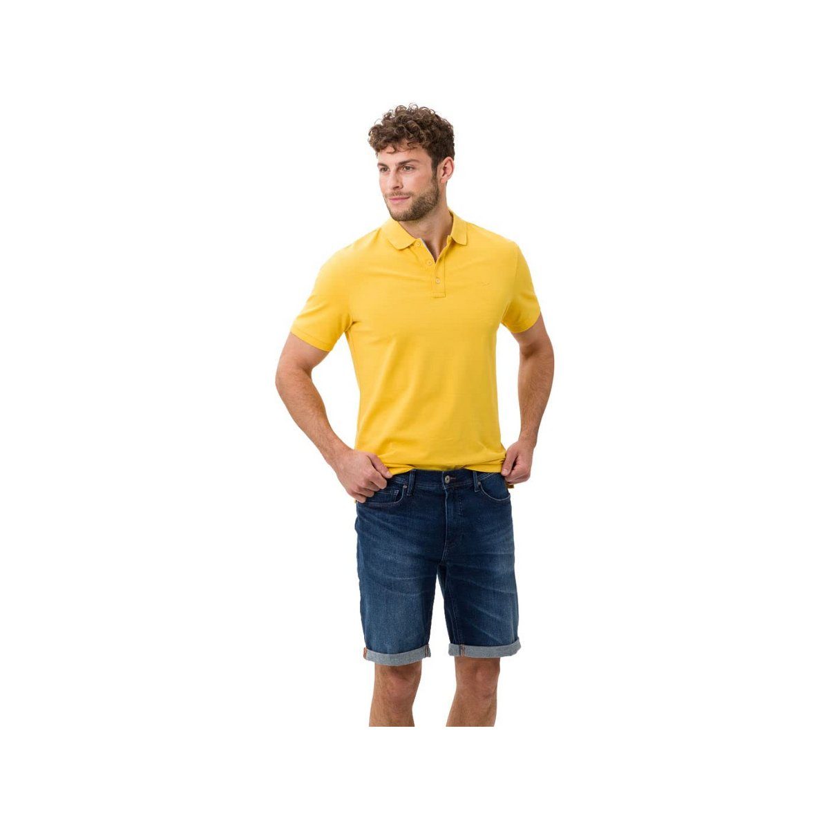 Brax Rundhalsshirt uni (1-tlg) canary