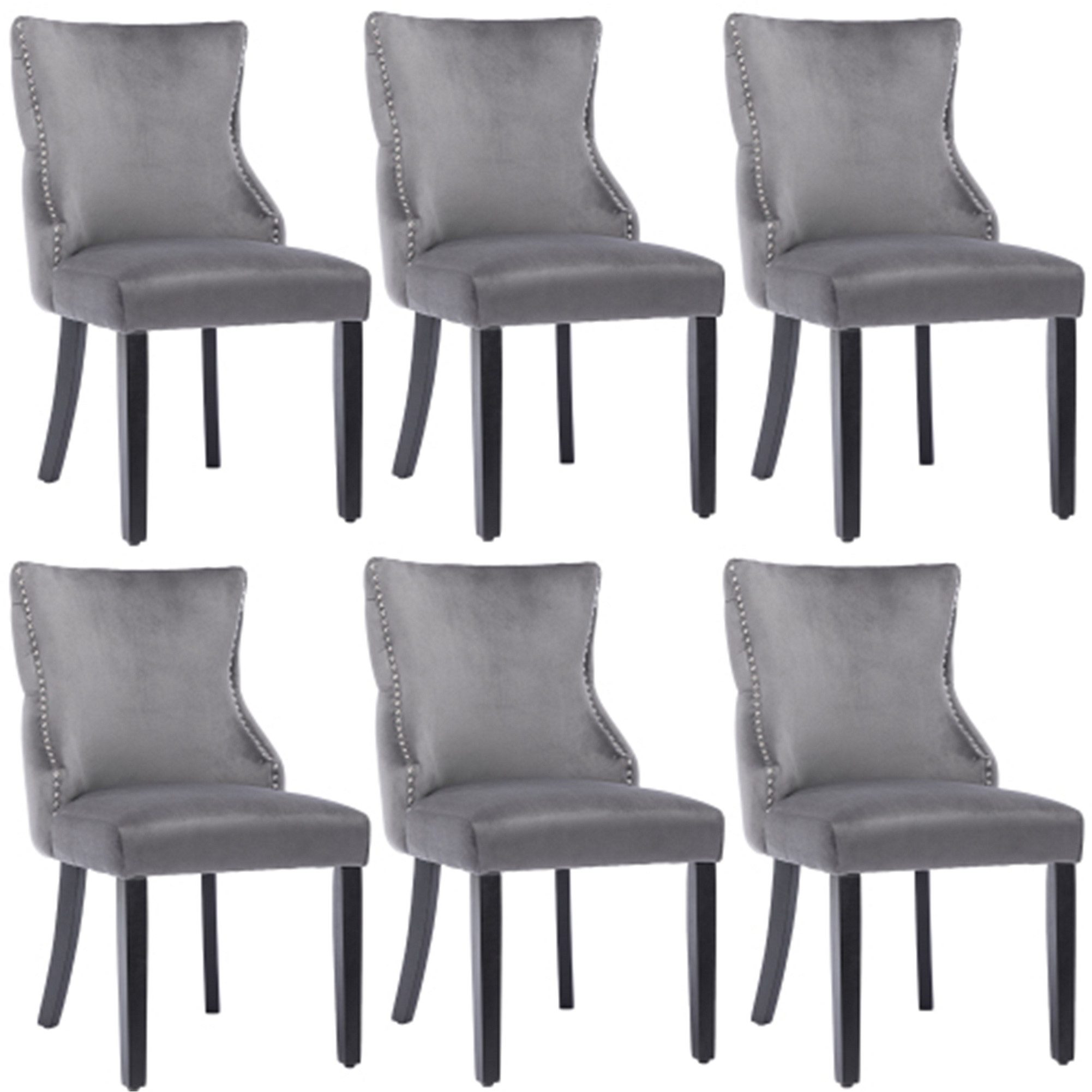 Esszimmerstuhl Grauer Esszimmerstuhl mit Knopfnaht (Set von 4)2er, 6er-set