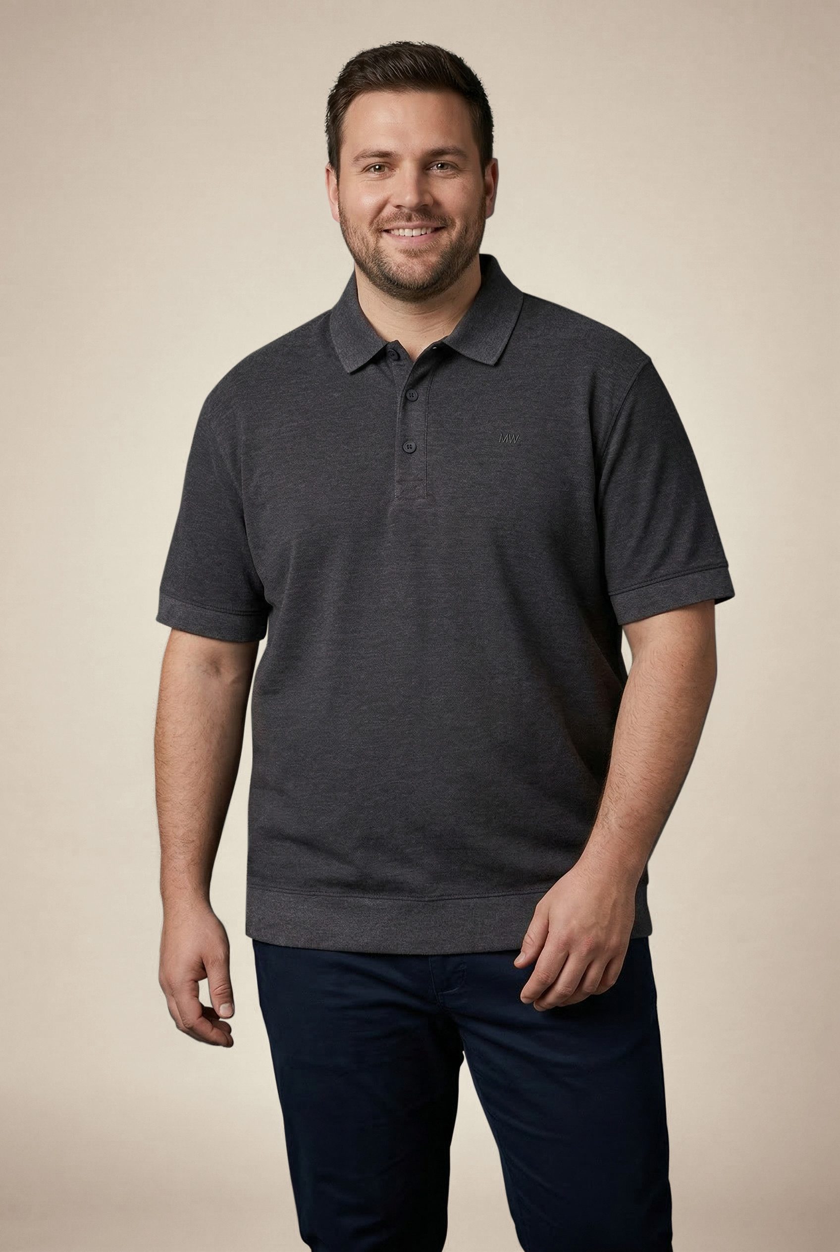Man's World Plus Poloshirt auch in Grosse Größen bis Gr. 7XL Bauch-Fit Regular Fit Passform, Kurzarm, unifarben, aus Piqué-Material