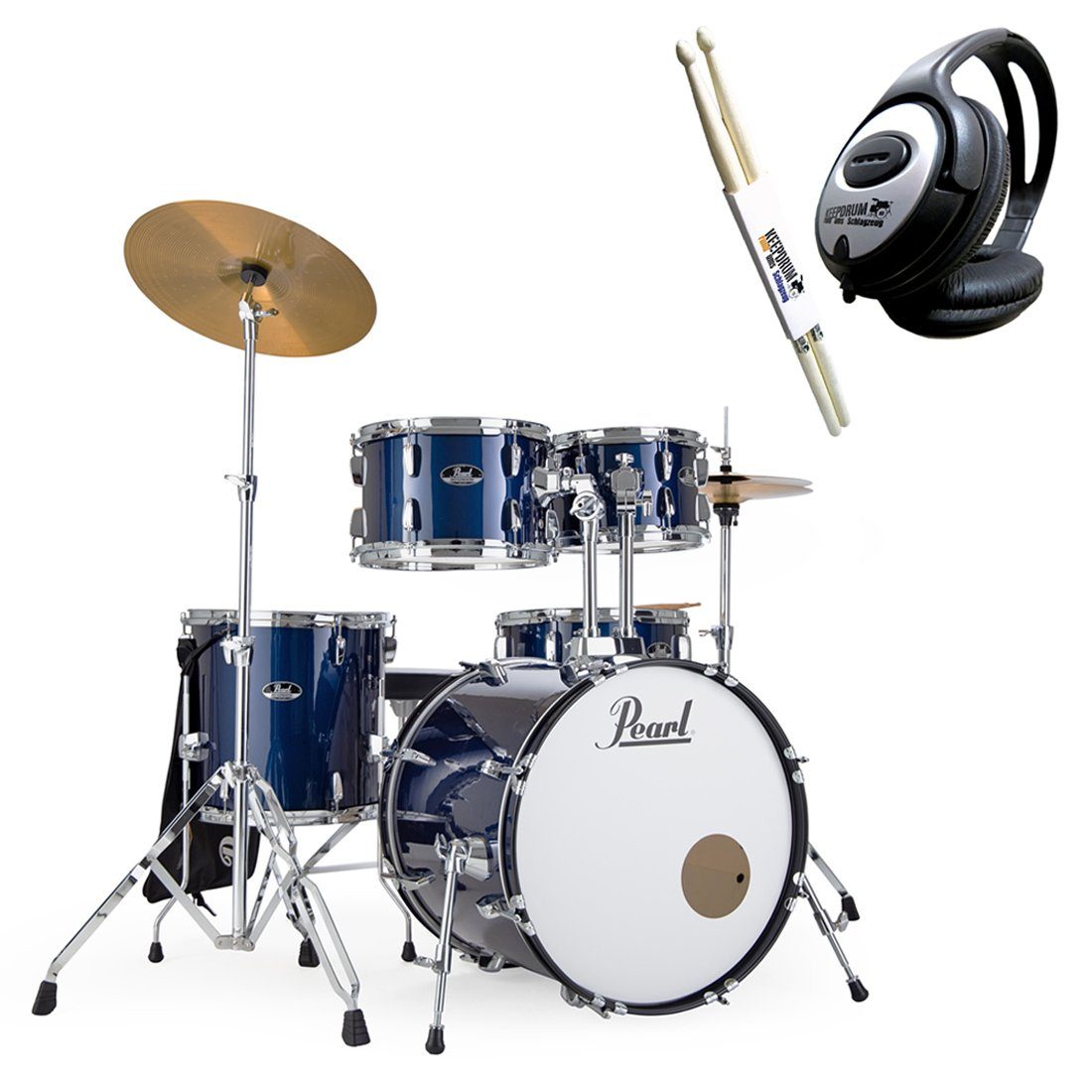 Pearl Drums Schlagzeug Roadshow 22 Royal Blue Metallic mit Zubehör