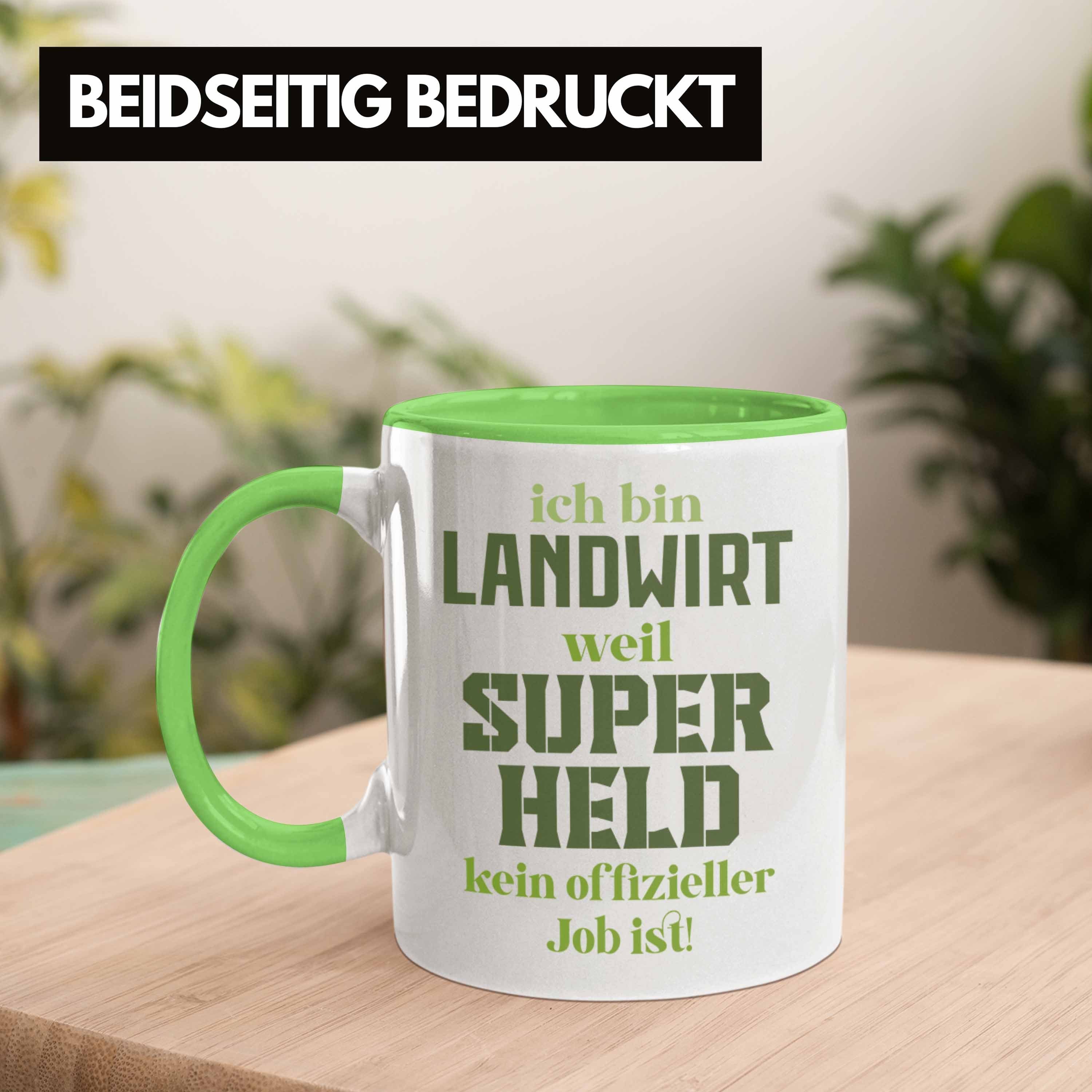 Landwirtschaft Trendation Landwirt Tasse für - Superheld Männer Geschenke Geschenk Trendation Tasse Traktor Spruch Kaffeetasse Grün