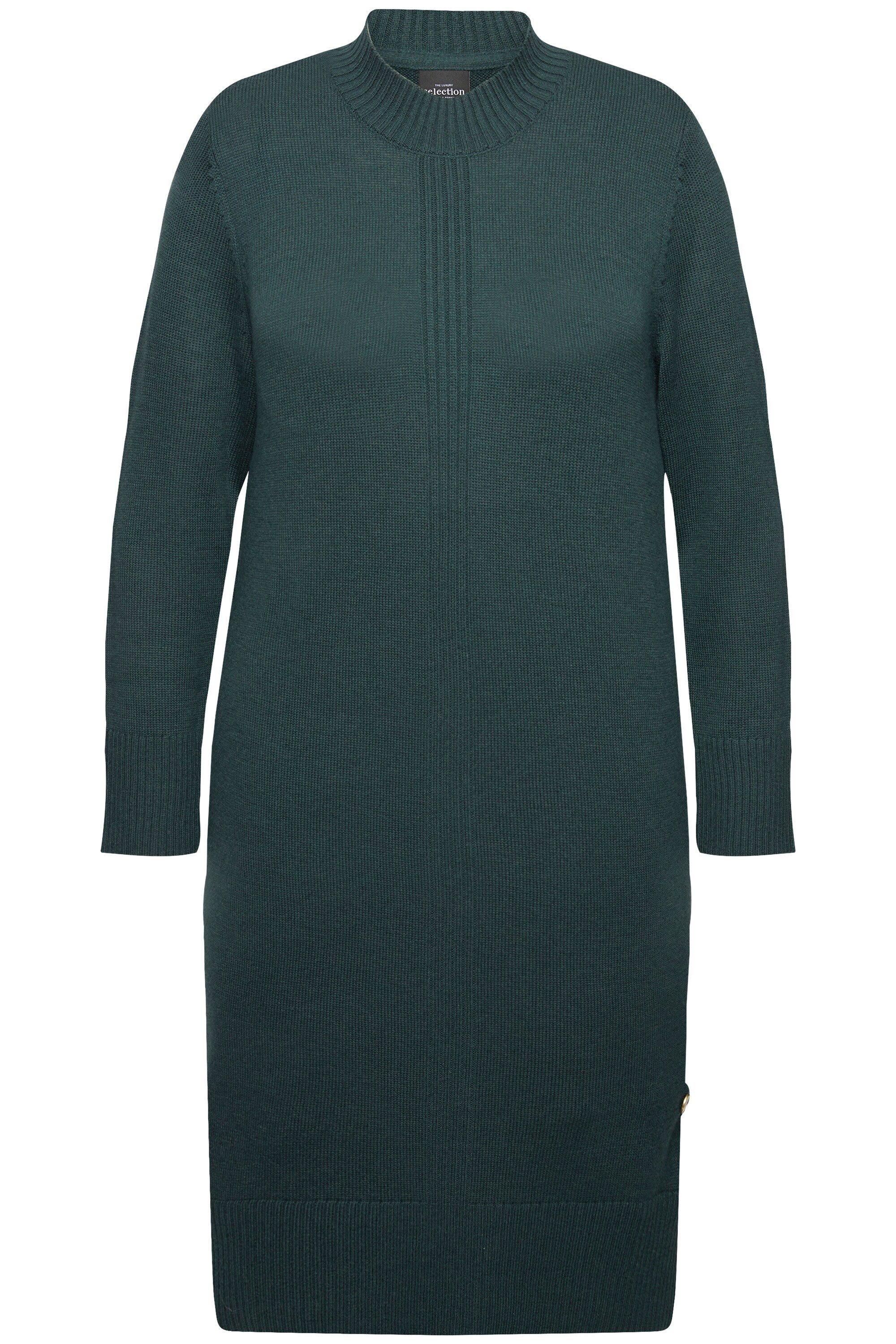 Ulla Popken Midikleid Strickkleid Rippstrickstreifen Stehkragen Langarm günstig online kaufen