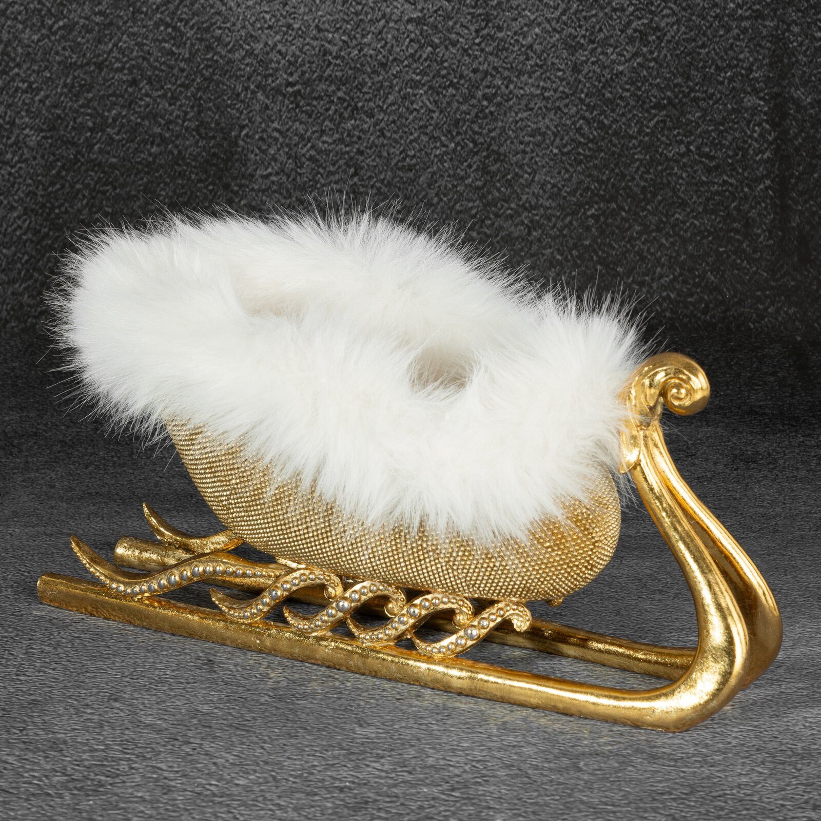 Eurofirany Weihnachtsfigur Nussknacker Schlitten Gold Metall Schmuck Dekora günstig online kaufen