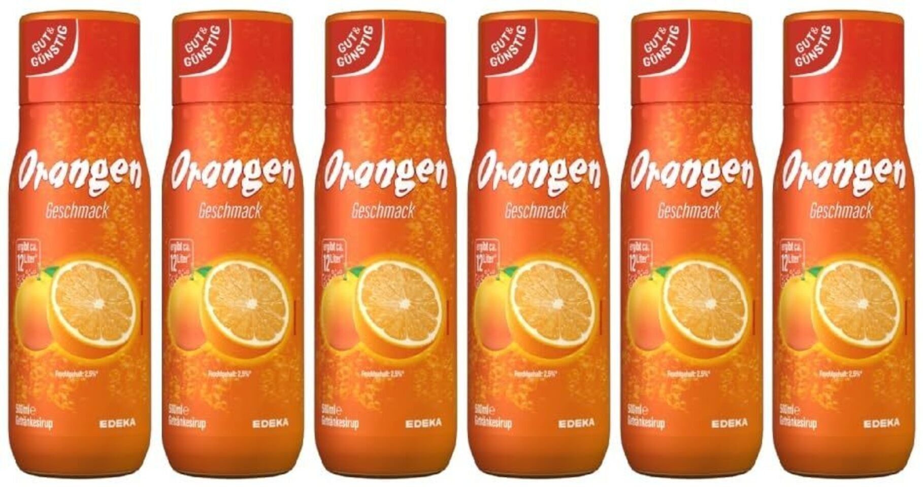 Gut & Günstig (6x500ml) Getränkesirup 6er Pack Trinkflasche Orange 00402251
