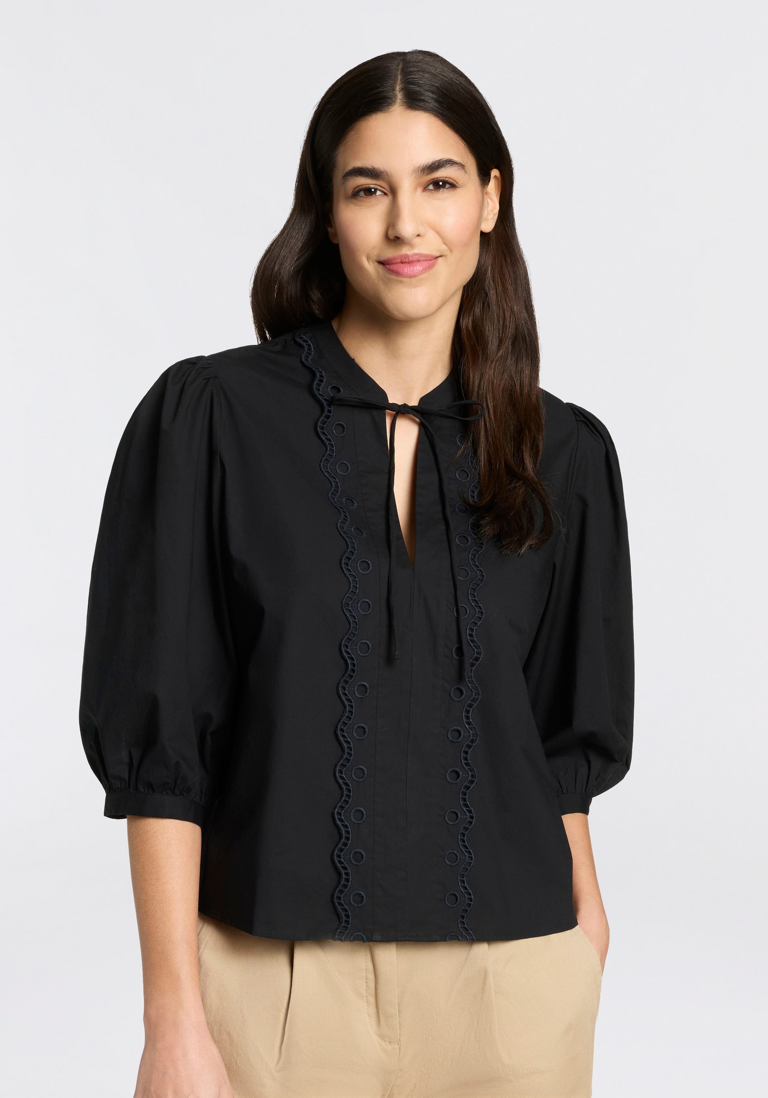 BOSS ORANGE Schlupfbluse Balet Premium Damenmode aus Baumwoll-Popeline, Ballonärmel