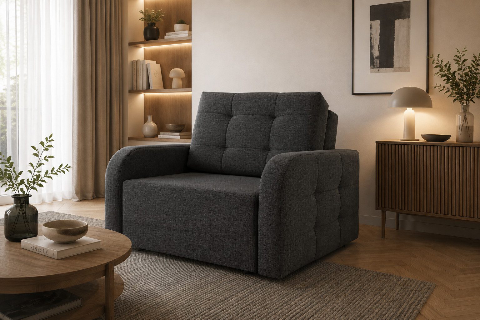 MOEBLO Kindersofa PORTO 80, Schlafsessel Sofa Sessel Jugendsofa Schlafsofa 1-Sitzer Gästebett, mit Schlaffunktion und Bettkasten