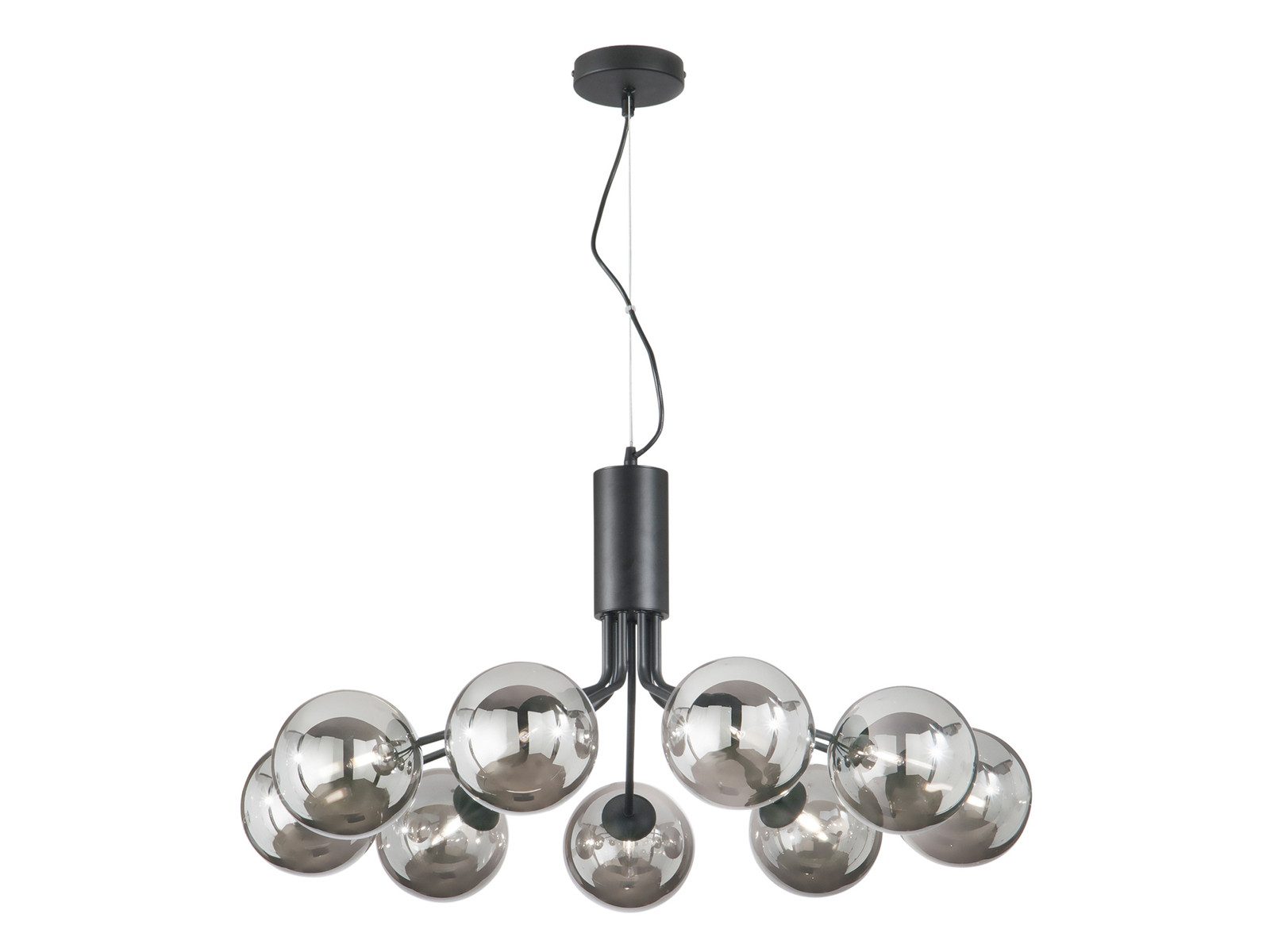 Luce Ambiente Design LED Pendelleuchte groß mit Rauchglas-Kugeln Ø 83cm, Dimmfunktion, LED wechselbar, Warmweiß, ausgefallene Hängelmape für Esstisch hängend inkl. G9 Leuchtmitteln