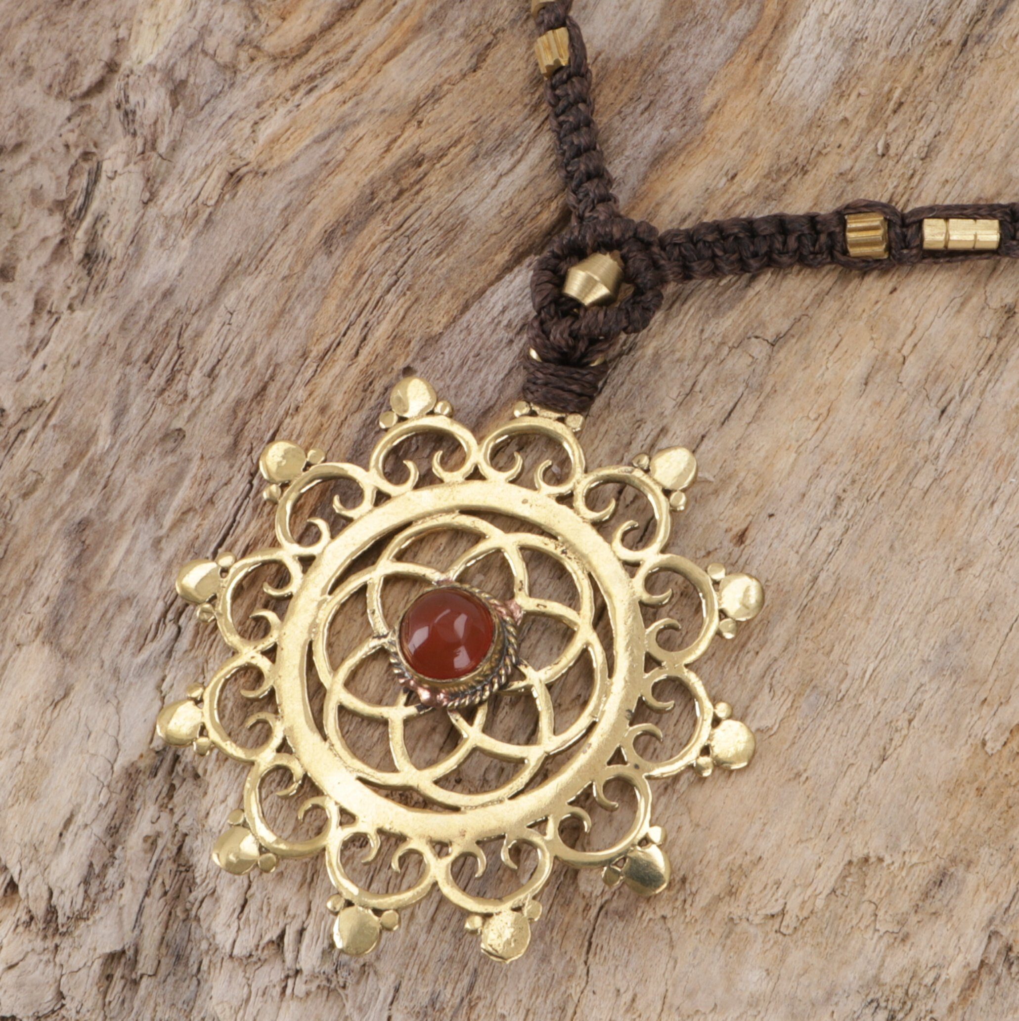 Guru-Shop Perlenkette Boho Makramee Kette, Elfenschmuck - Blume des.. günstig online kaufen