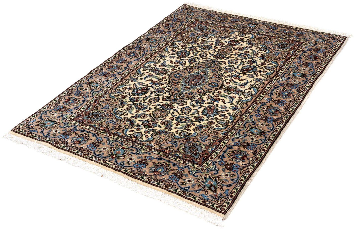 Wollteppich Keshan Medaillon Beige 148 x 97 cm, morgenland, rechteckig, Höhe: 10 mm, Handgeknüpft