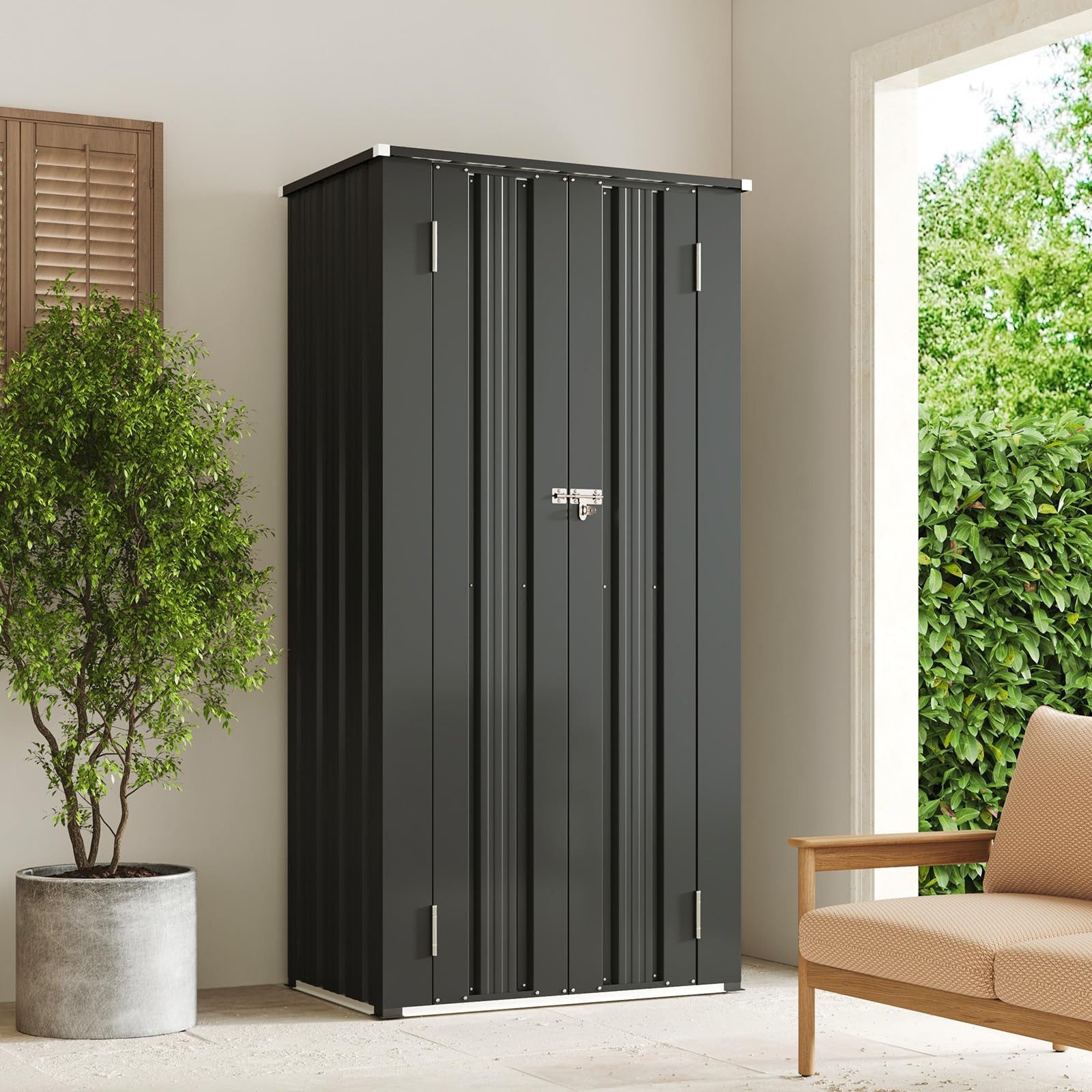 AOXUN Gerätehaus Metallschuppen mit abschließbaren Türen, BxT: 78x47 cm, (1 St), Geeignet für Garage, Terrasse und Außenbereich