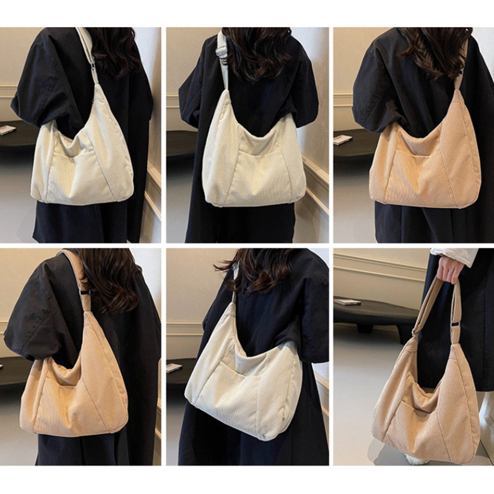 Cachito Umhängetasche Damen Groß Cord Tasche Shopper Crossbody Schultertasche Henkeltasche, Hobo Handtasche für Uni Arbeit Mädchen Schule – Bild 4 von 5