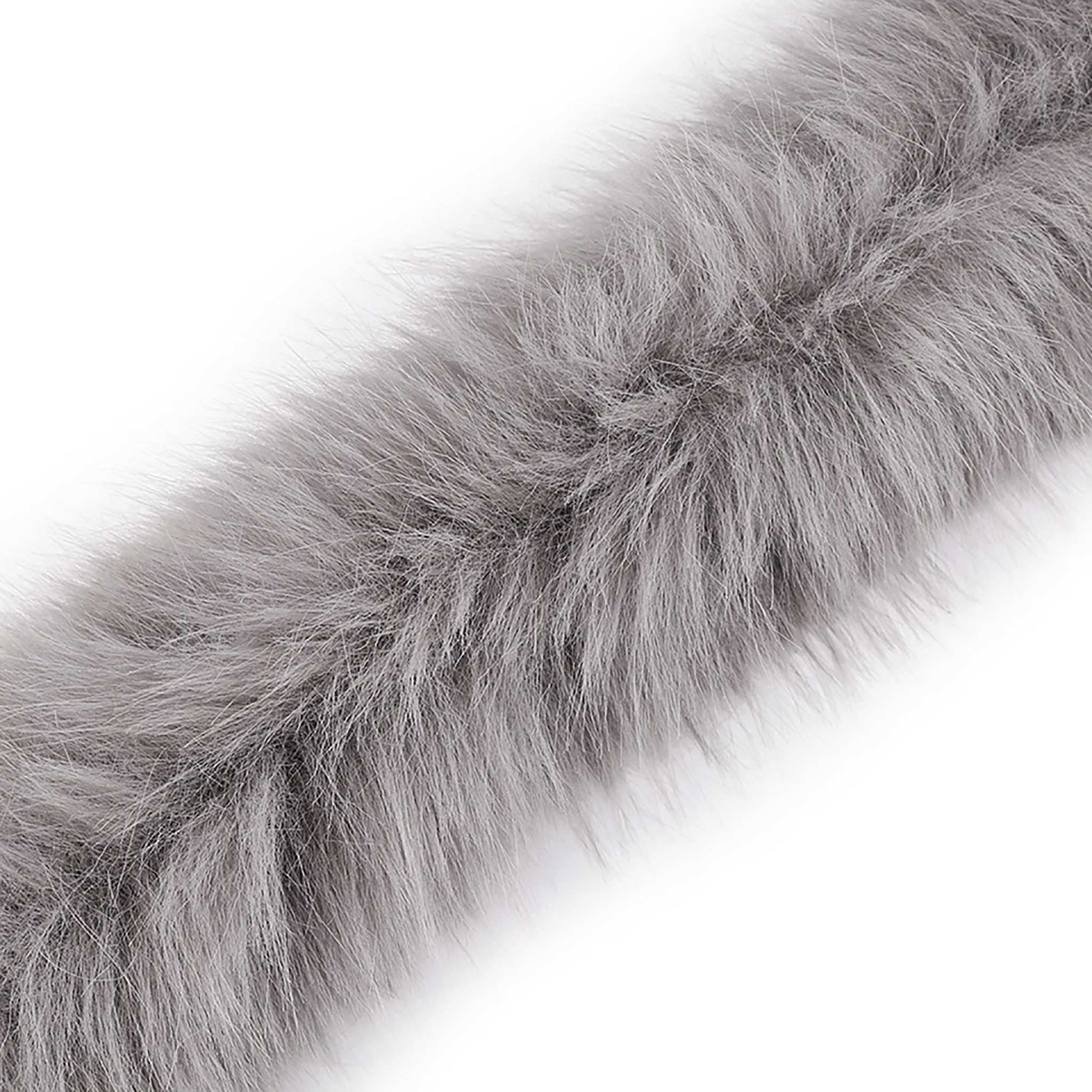 maDDma Webband Fellborte ab 1 m x 7 cm Meterware Fellbesatz Kunstfell Fellstrang, hellgrau