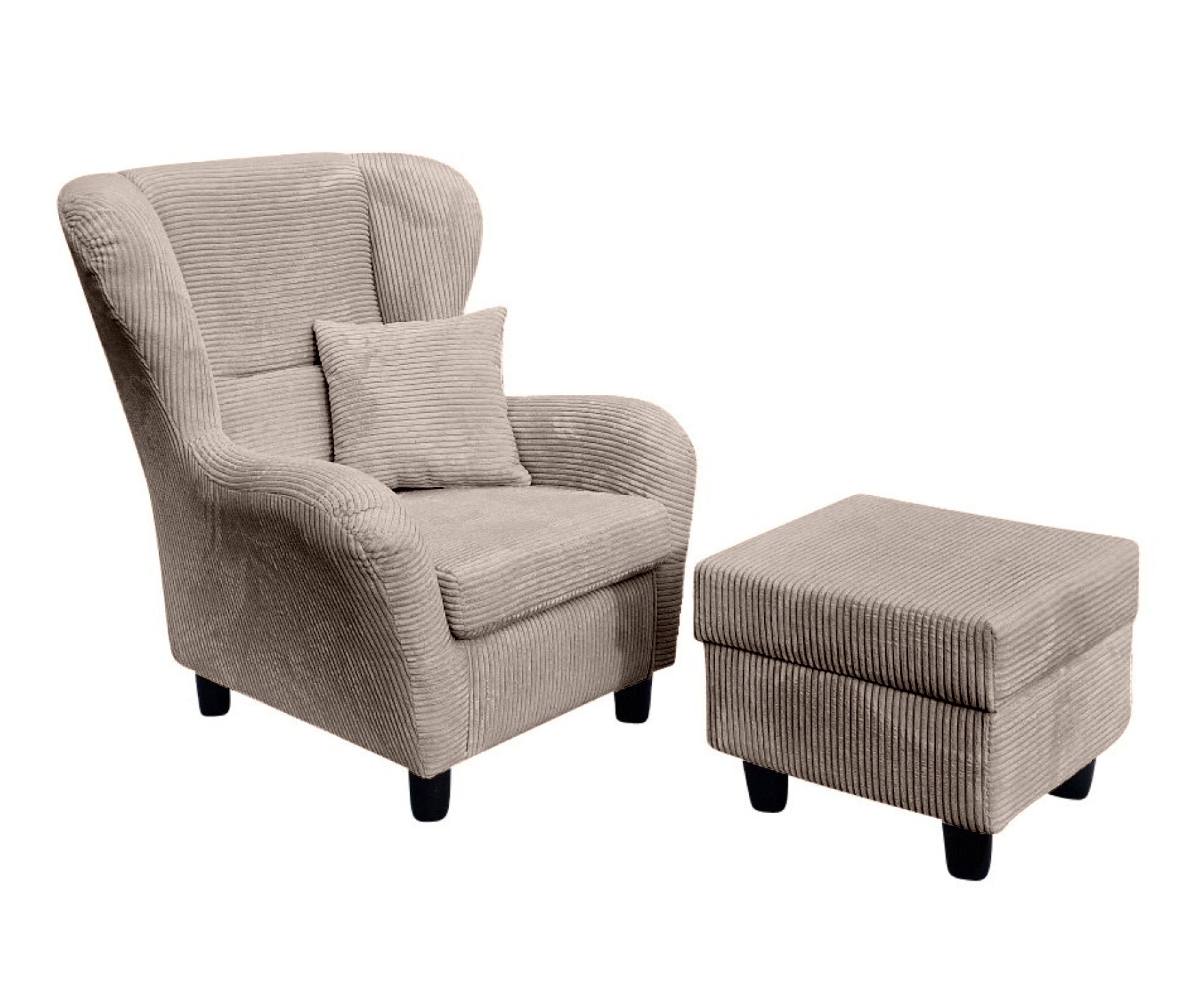 luma-home Ohrensessel 18020 (mit Hocker und Zierkissen, Wellenunterfederung günstig online kaufen