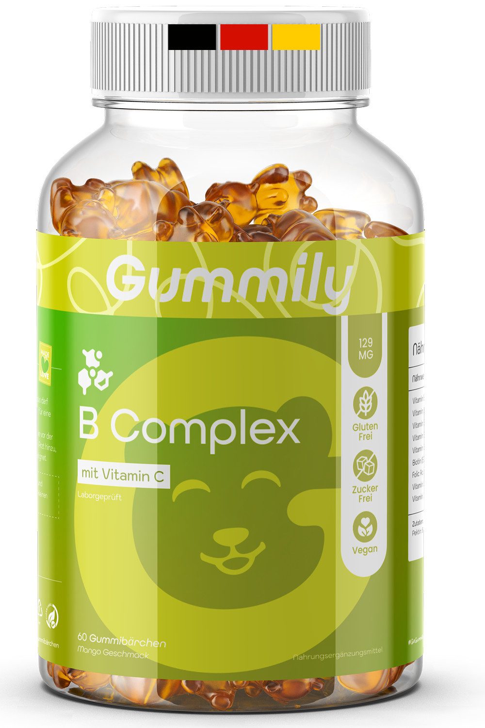 Gummily® B-Complex Plus Gummies, 60 St., mit Vitamin C (B1, B2, B3, B5, B6, B7, B9, B12)
