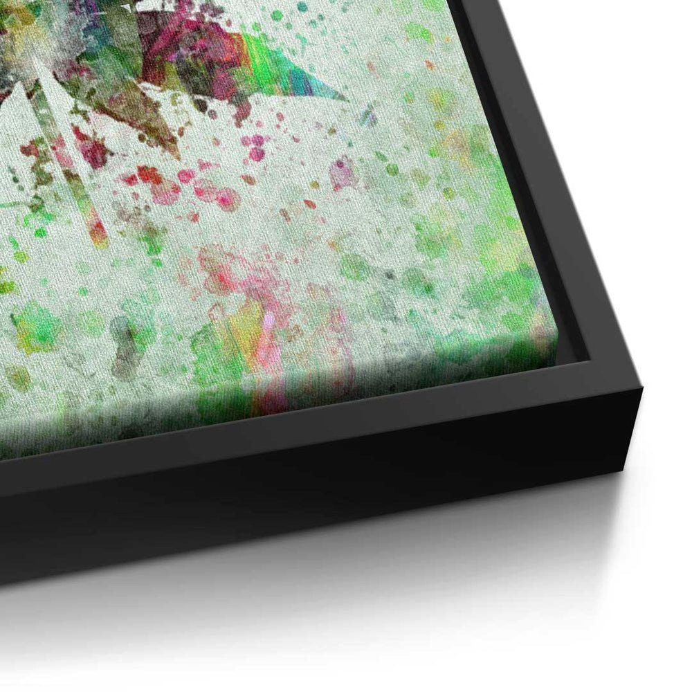 Motiva DOTCOMCANVAS® goldener Leinwandbild, Cannabis Art Pop Leinwandbild Mindset - - Painting Rahmen - - Premium