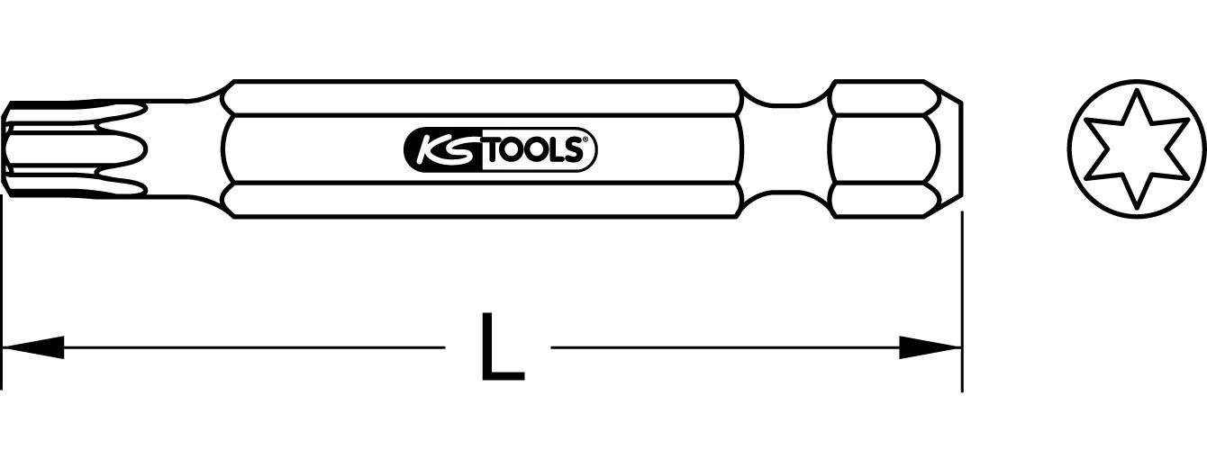 Thumbnail - KS Tools Bohrer- und Bitset 1/4" Bit Torx, 50mm, T6, 5er Pack