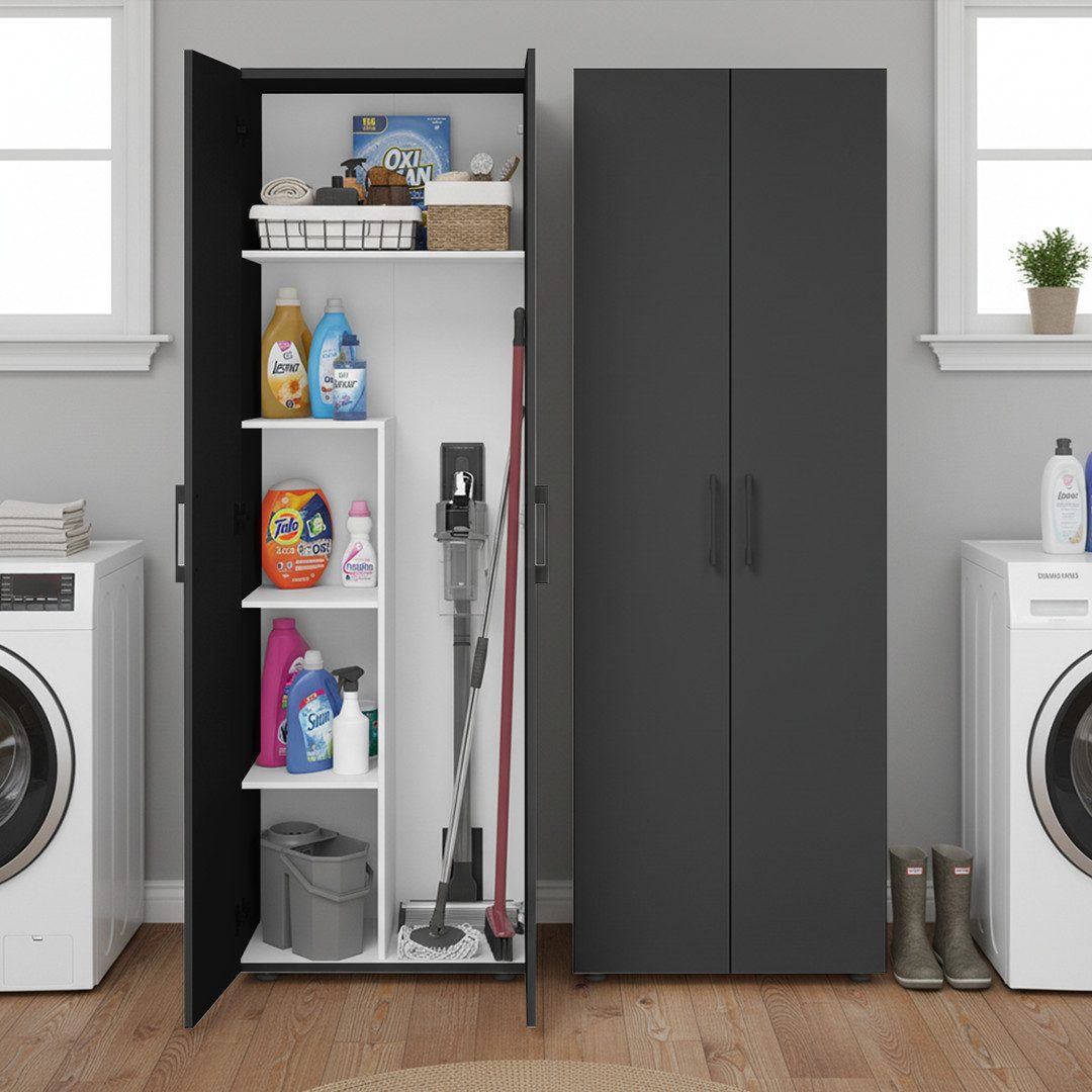 Bellamio Mehrzweckschrank Apol (Anthrazitschwarz) Besenschrank mit 5 Fächer günstig online kaufen