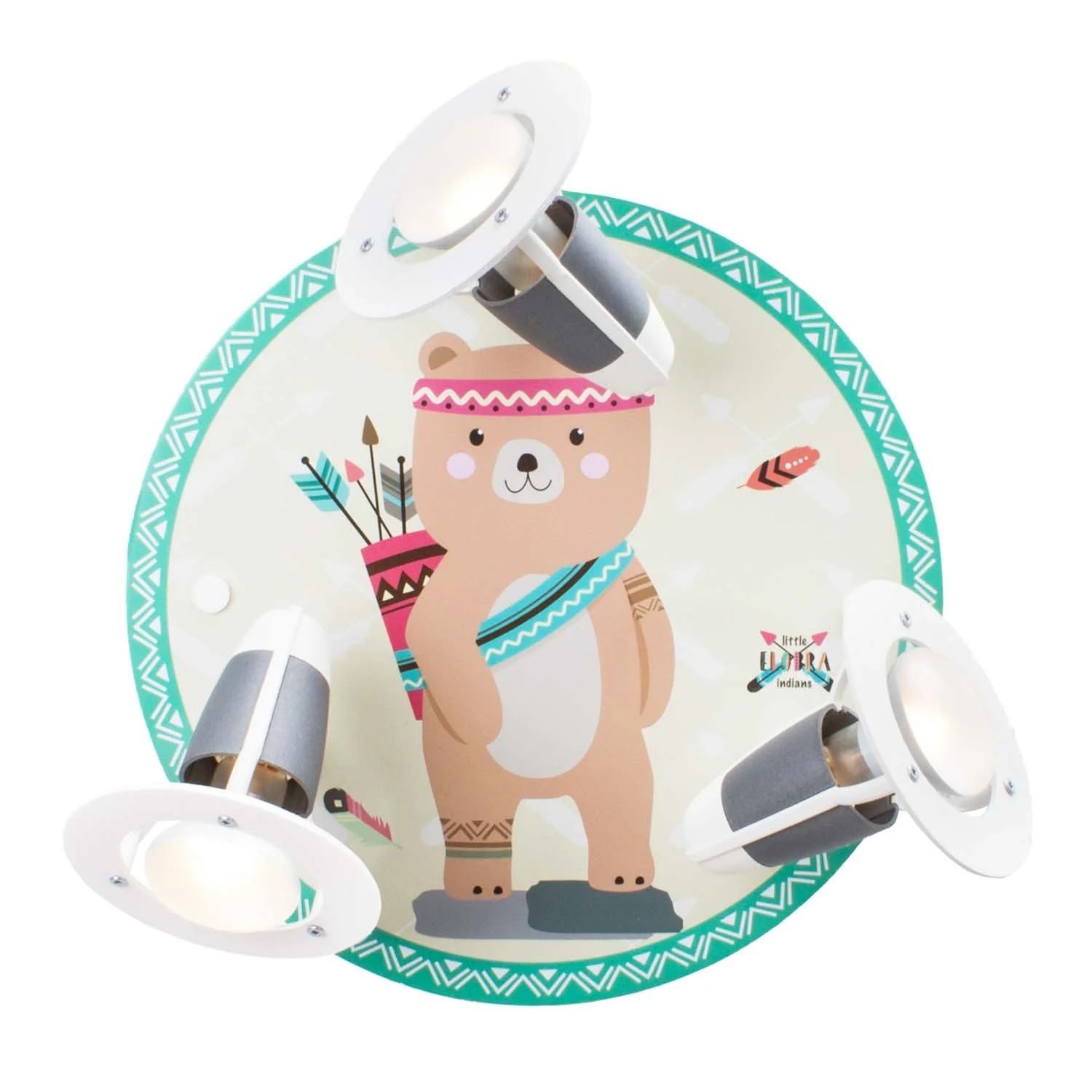 Licht-Erlebnisse Deckenstrahler KENO, ohne Leuchtmittel, Kinderzimmer 29 cm breit Bunt 3x E14 Bär Holz