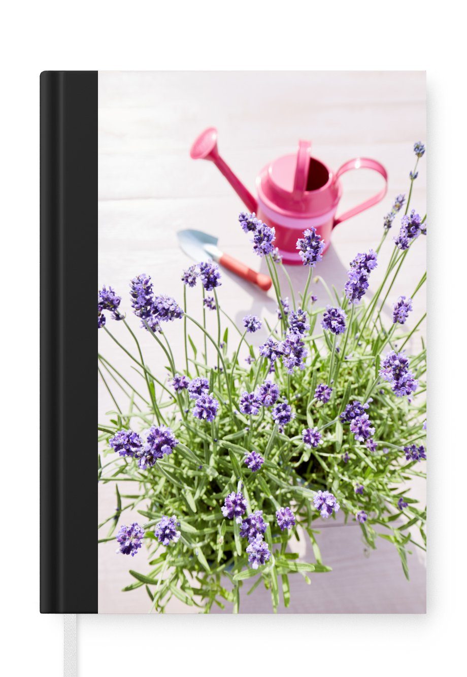 MuchoWow Notizbuch Gießkanne - Blumen - Lavendel, Journal, Merkzettel, Tagebuch, Notizheft, A5, 98 Seiten, Haushaltsbuch