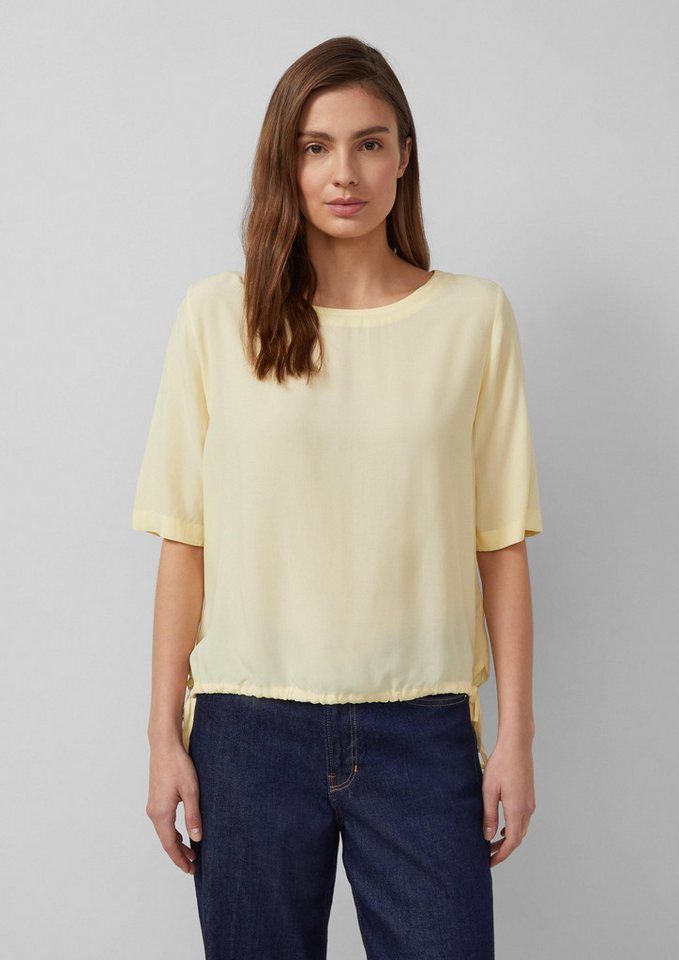 s.Oliver Kurzarmbluse Bluse Shirt-Bluse mit verstellbarem Saum