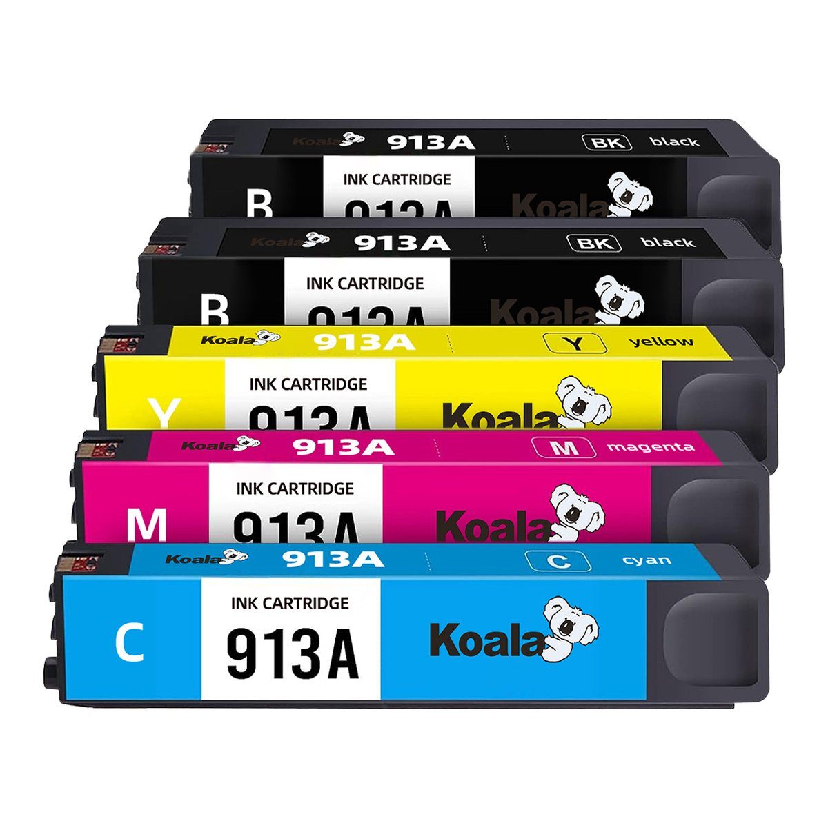 Koala Set of 5 HP 913A Druckerpatronen für Pagewide Pro 477dw 377DW Tintenpatrone (Packung, PageWide 352dw 452dwt 377dw 477dw Managed P55250 P57750)