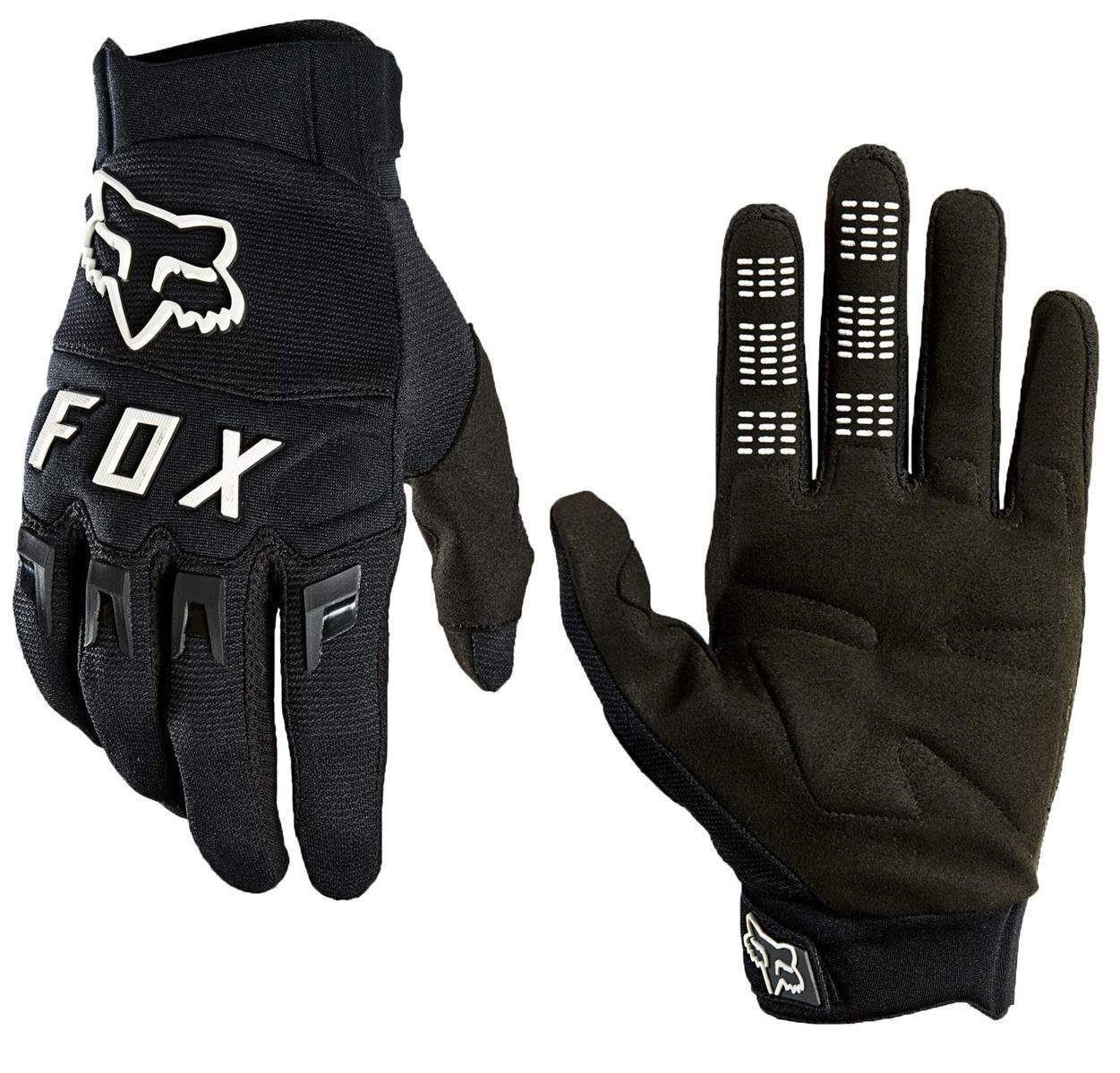 Schwarz/Weiss Fox Glove XL Fox Racing Logo Motorradhandschuhe weiß / Handschuhe schwarz Dirtpaw