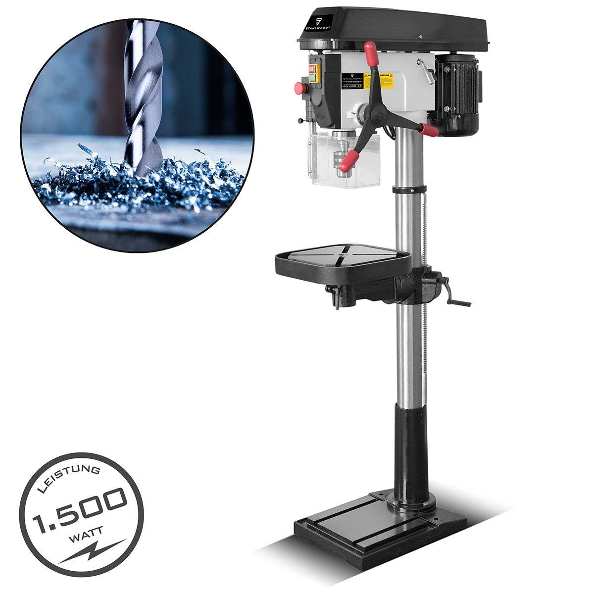 STAHLWERK Säulenbohrmaschine BD-1500 ST Standbohrmaschine 1.500 W Leistung 150 - 2.450 U/min Ø 20mm