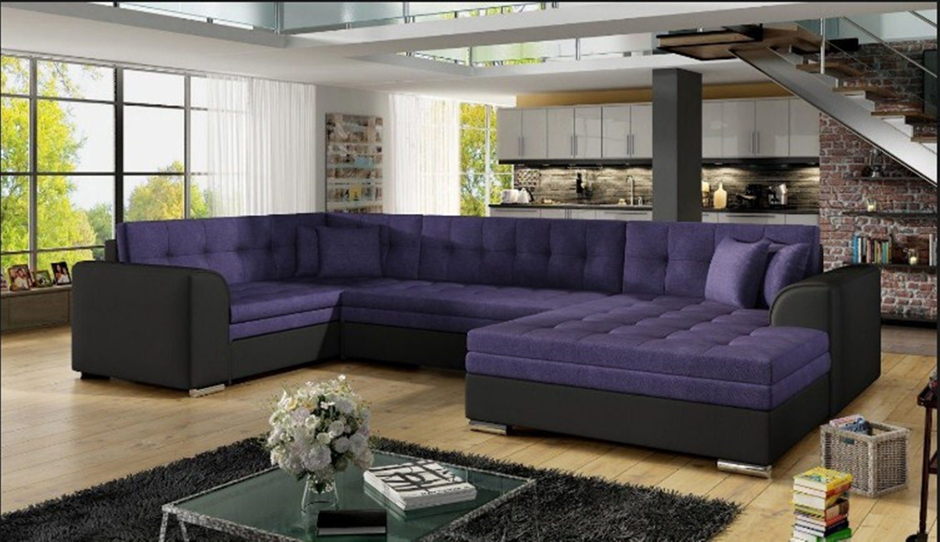 JVmoebel Ecksofa, Design Ecksofa Bettfunktion Sofa Couch Polster Sofas Couchen