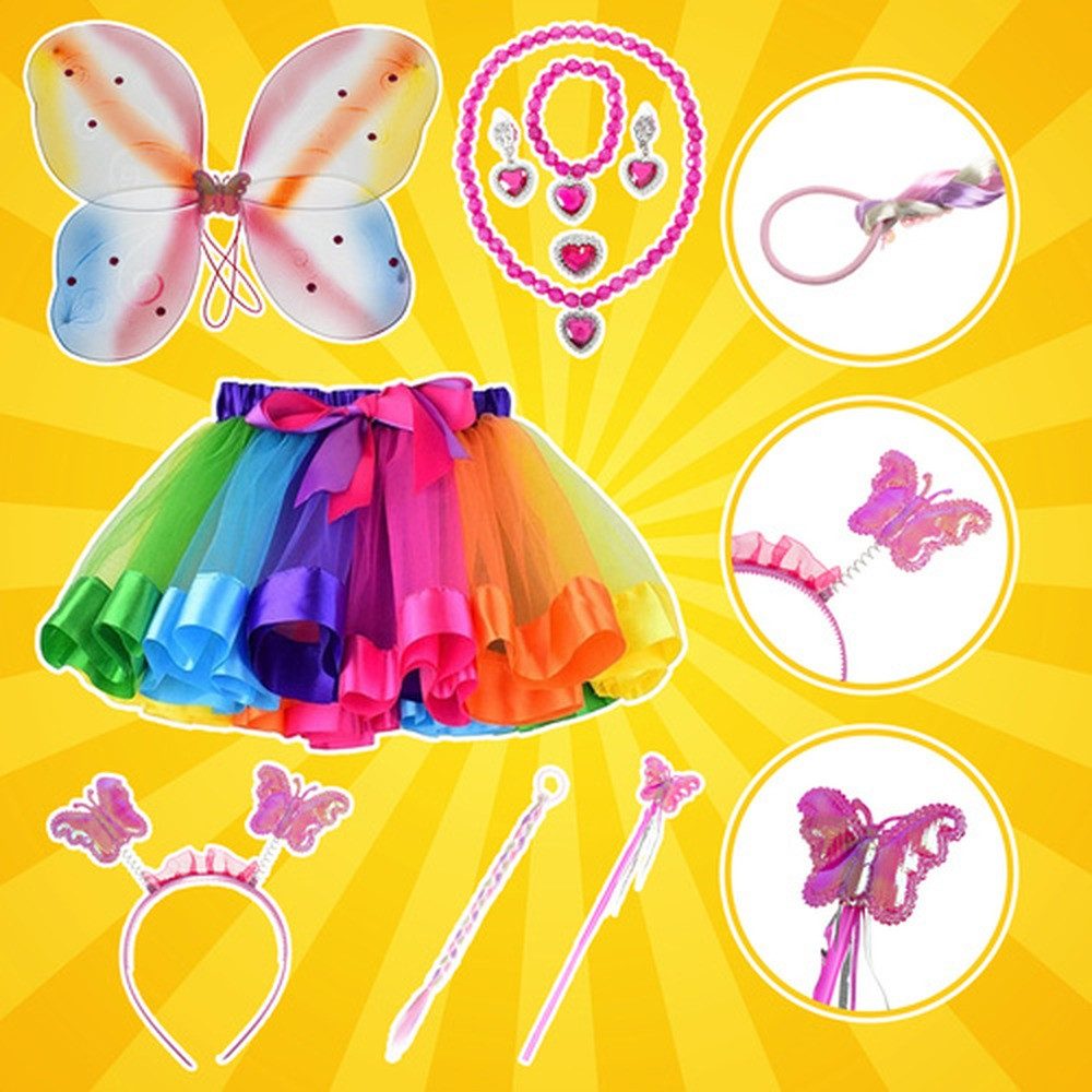 KRUZZEL Kostüm-Flügel Schmetterlingskostüm Kinderkostüm, durch elastische Elemente passend für Kinder von 3 bis 10 Jahren