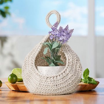 Lubgitsr Blumenampel Obstkorb Hängend Wand für Küche, Boho Fruit Basket Hängender Obstkorb (3 St)