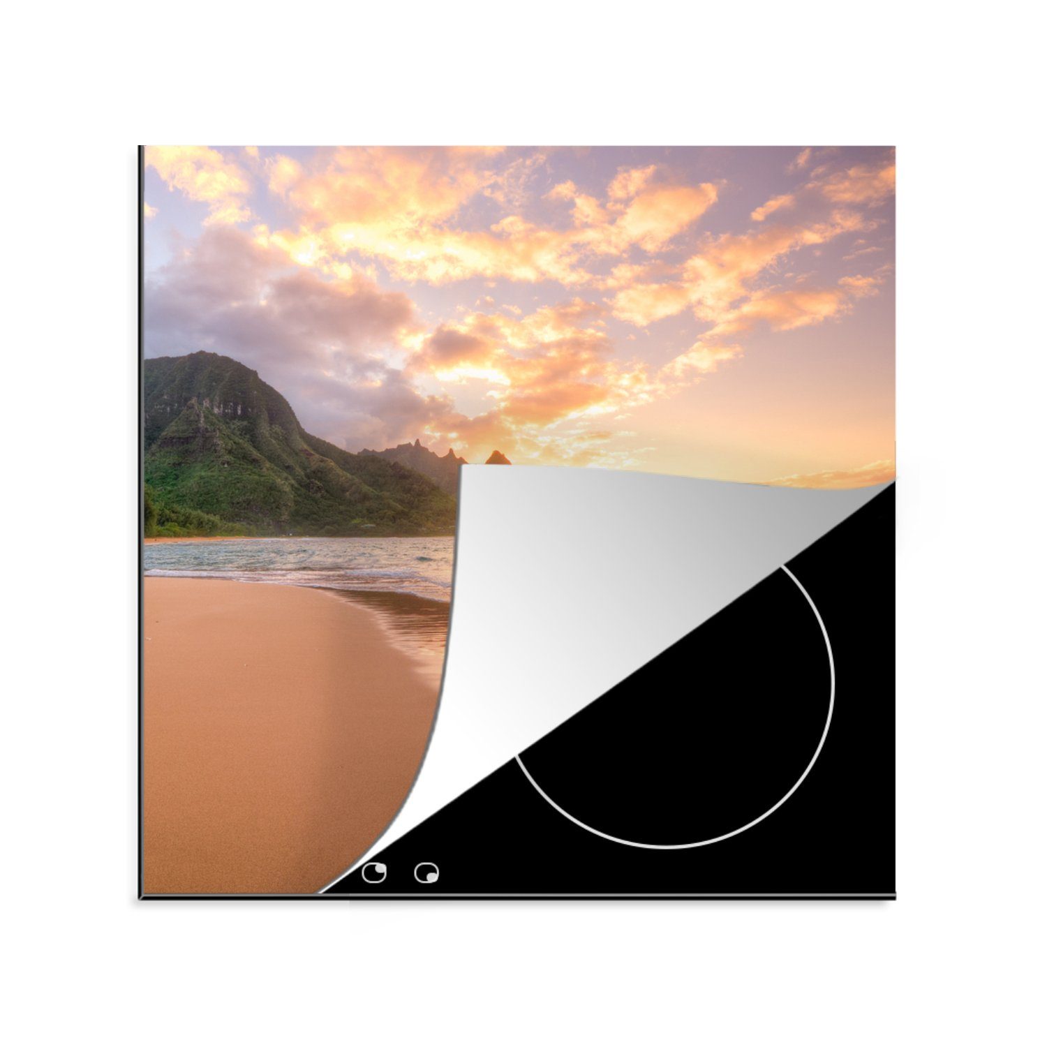 küche für Strand, MuchoWow Hawaii Ceranfeldabdeckung, - - Vinyl, Herdblende-/Abdeckplatte Arbeitsplatte (1 cm, 78x78 tlg), Sonne