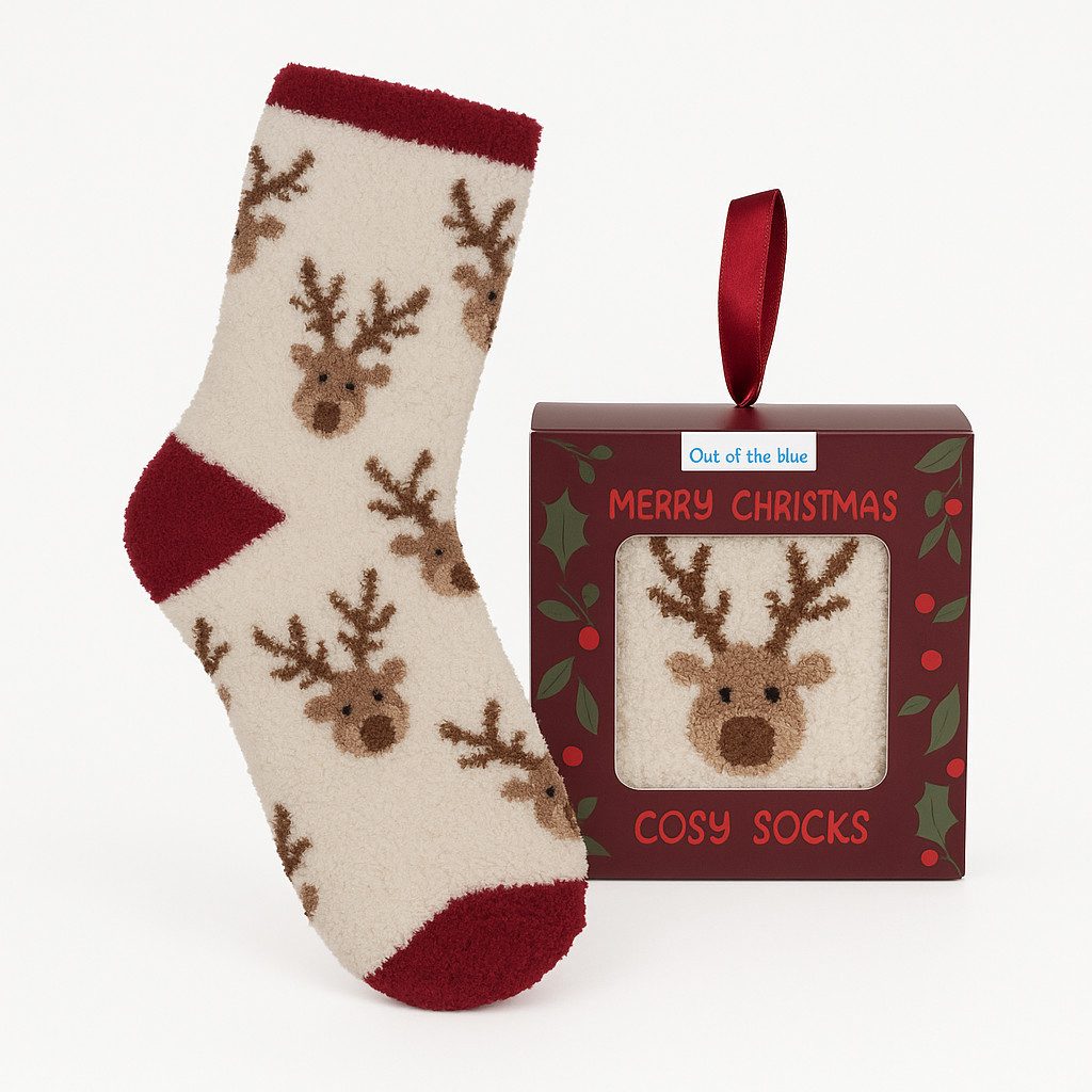 what the shop Kuschelsocken Weihnachts Kuschelsocken Merry Christmas 36–42 Geschenkverpackung Flauschige Weihnachtsfreude zum Verschenken