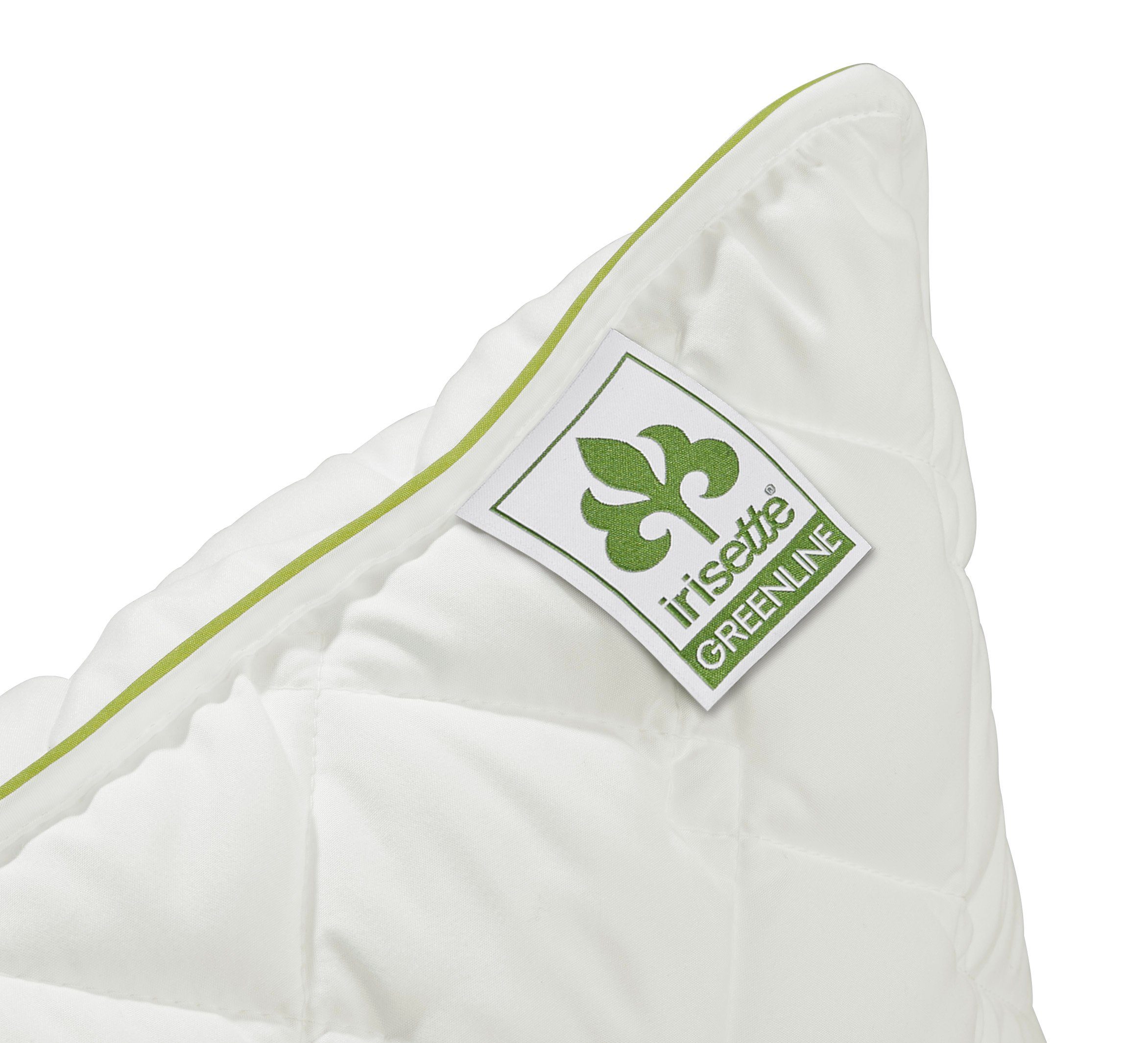 irisette GREENLINE Kopfkissen Kissen Irisette Cyclafill ECO, Füllung: 100% Polyester - Hohlfaserkugeln Cyclafill® (aus recycelten PET-Flaschen), Bezug: weich und anschmiegsam, Seitenschläfer, Rückenschläfer, Bauchschläfer, waschbar bis 60°C, allergikergeeignet, umweltbewusste Schläfer
