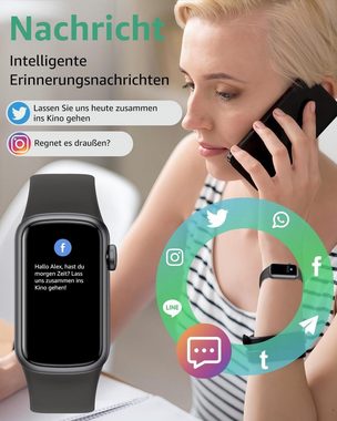 IMFRCHCS B6 Smartwatch (1,47 Zoll, Andriod iOS), mit Schrittzähler Pulsmesser SpO2 IP68 Wasserdicht 137SportmodiFitness