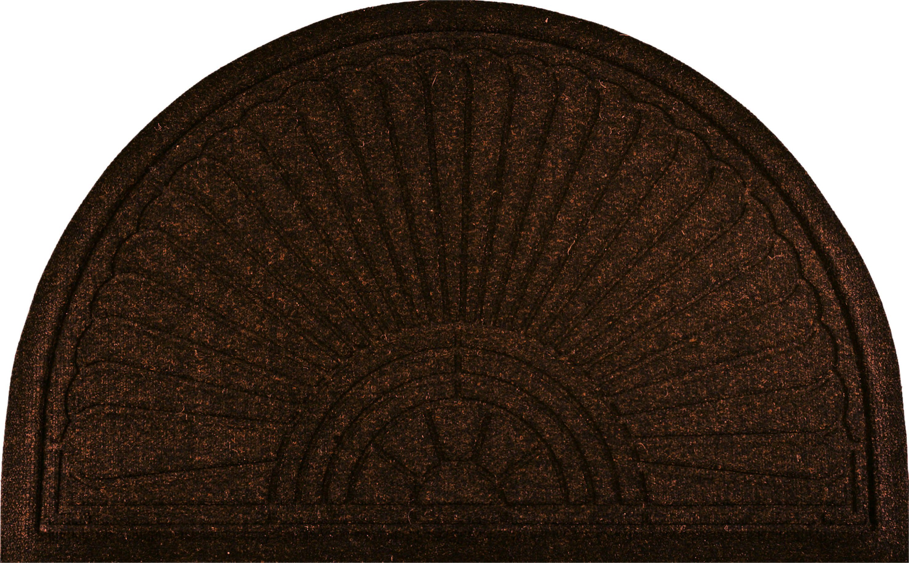 wash+dry by Kleen-Tex Fußmatte DUNE Halfmoon dark brown, halbrund, Höhe: 8 mm, Schmutzfangmatte, rutschhemmend, In- und Outdoor geeignet, waschbar