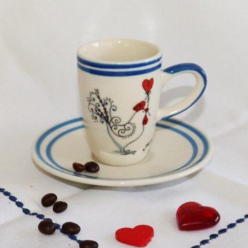 Mila Espressotasse Mila Keramik Espresso-Tasse mit Untere Happy Morning, Keramik