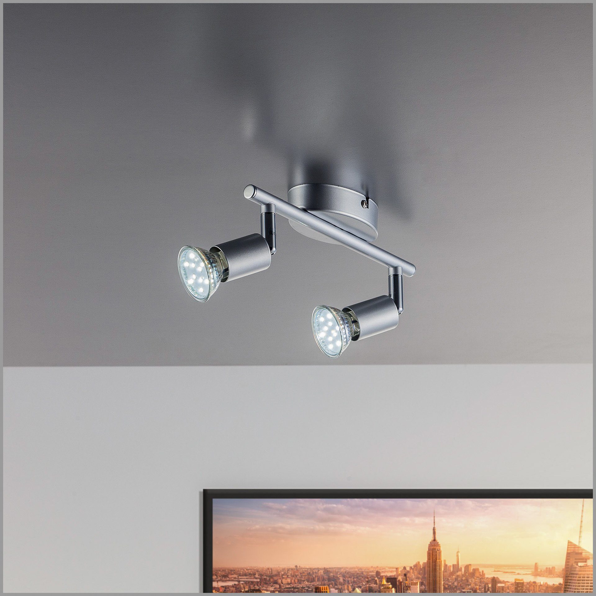 B.K.Licht LED 3W Wohnzimmer inkl. Leuchtmittel 250lm wechselbar, Deckenleuchte, GU10 schwenkbar Warmweiß, Decken-Spot Deckenlampe LED
