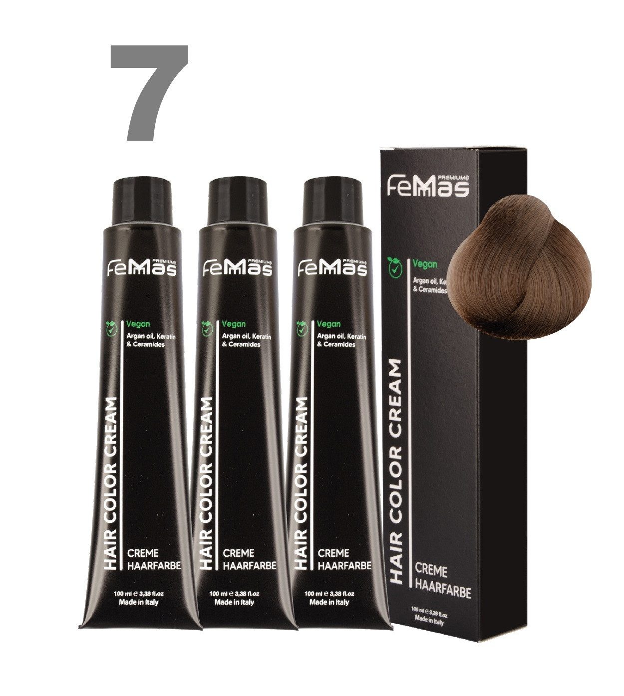 Femmas Premium Haarfarbe FemMas professionelle Haarfarbe mit Arganöl 3 x 100 ml