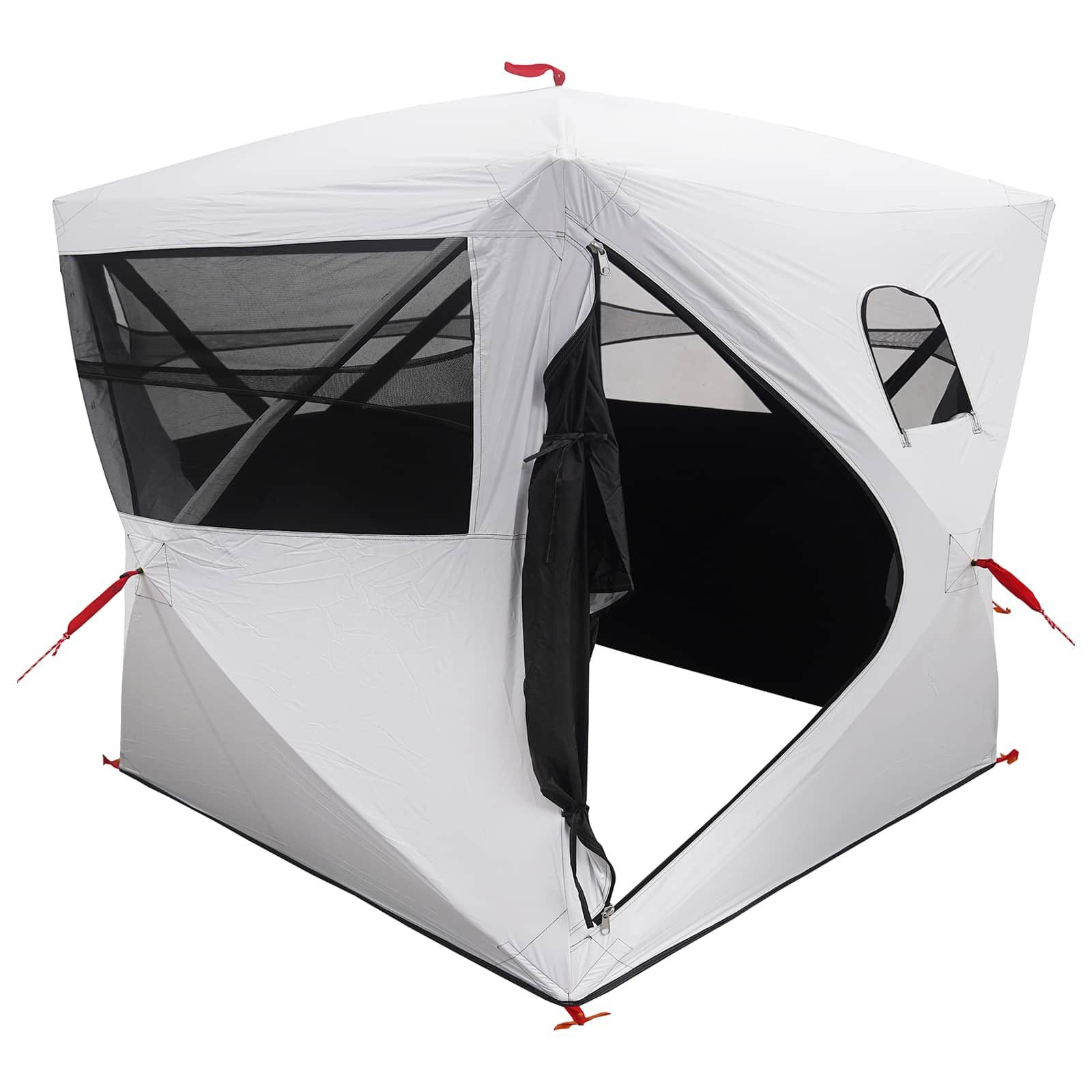 vidaXL Kuppelzelt Huntingzelt Weiß Blackout 2-Personen Polyester und Stahl, (1 tlg)